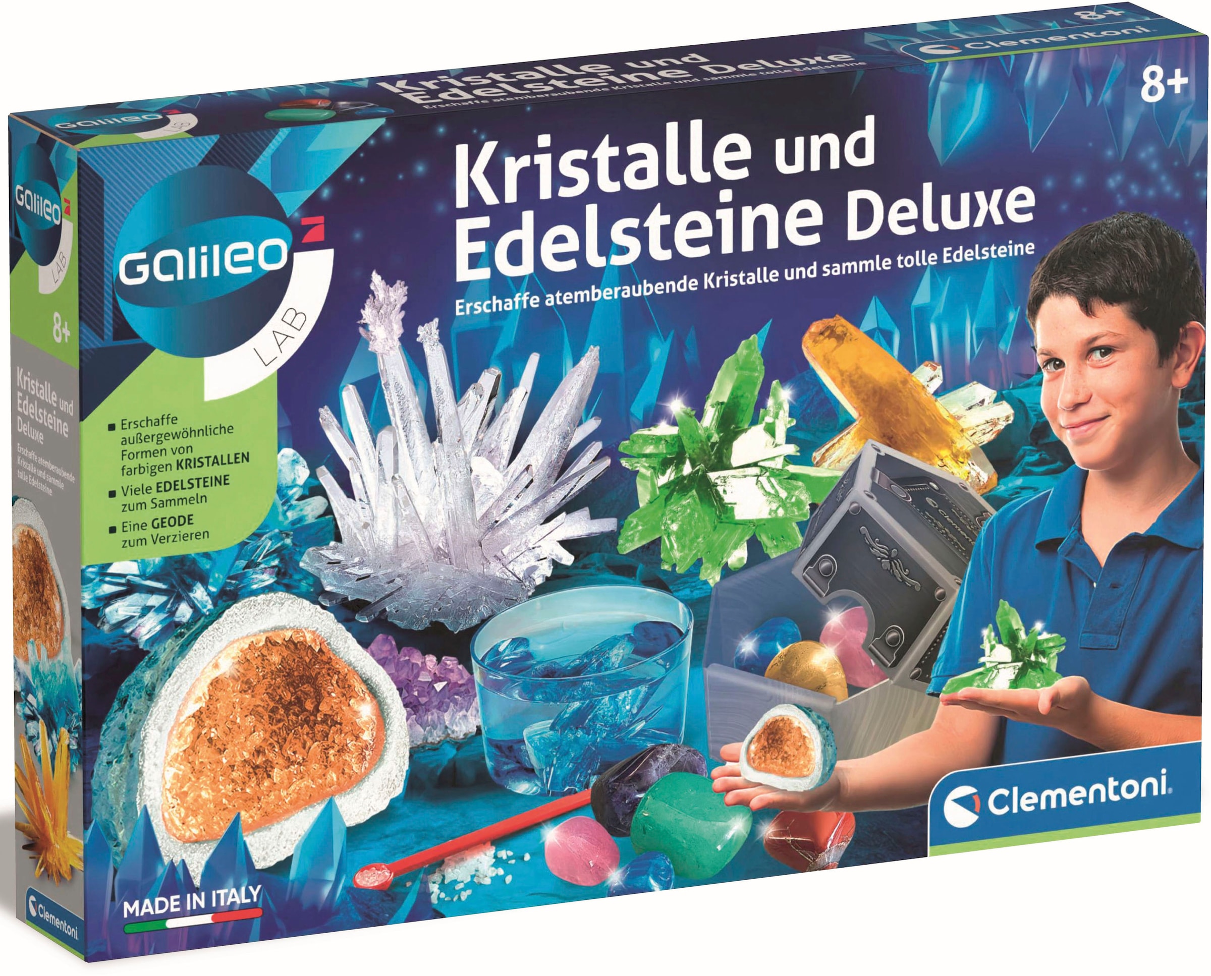 Clementoni® Experimentierkasten »Galileo, Kristalle und Edelsteine Deluxe«, Made in Europe