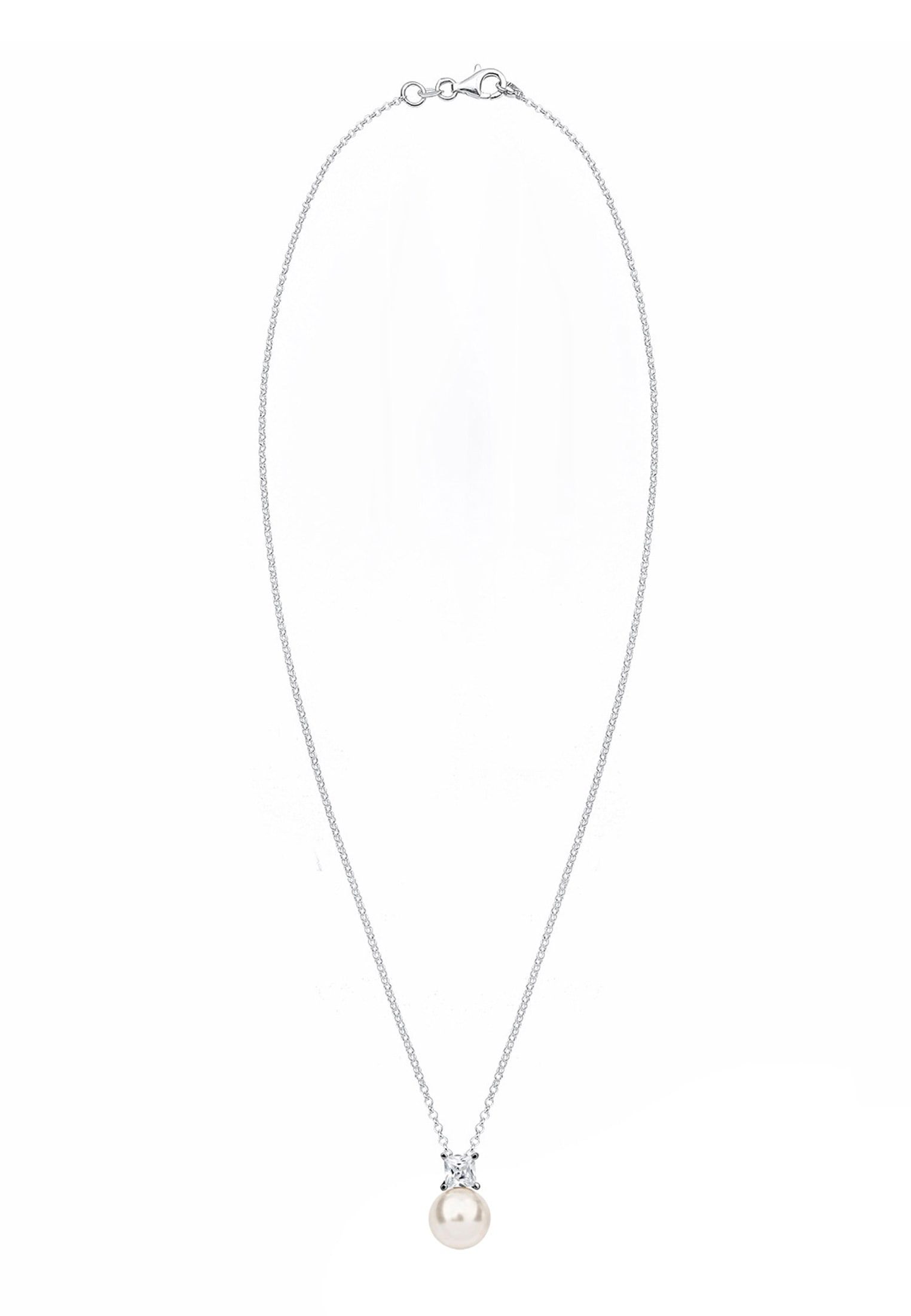 Nenalina Silberkette »Halskette Zirkonia Synthetische Perle 925 Silber«