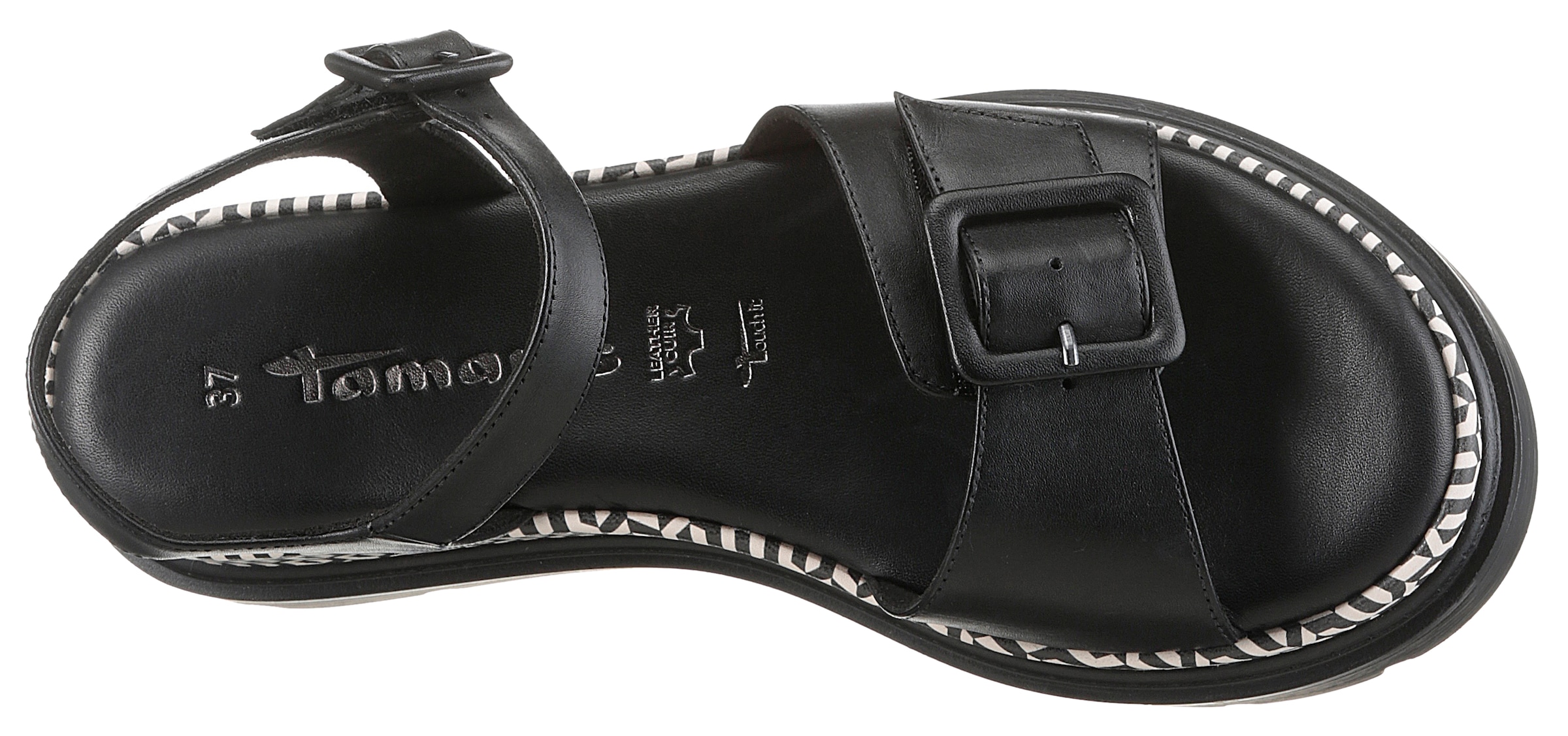 Tamaris Keilsandalette  , Riemchensandale, Sommerschuh mit Muster am Plateau