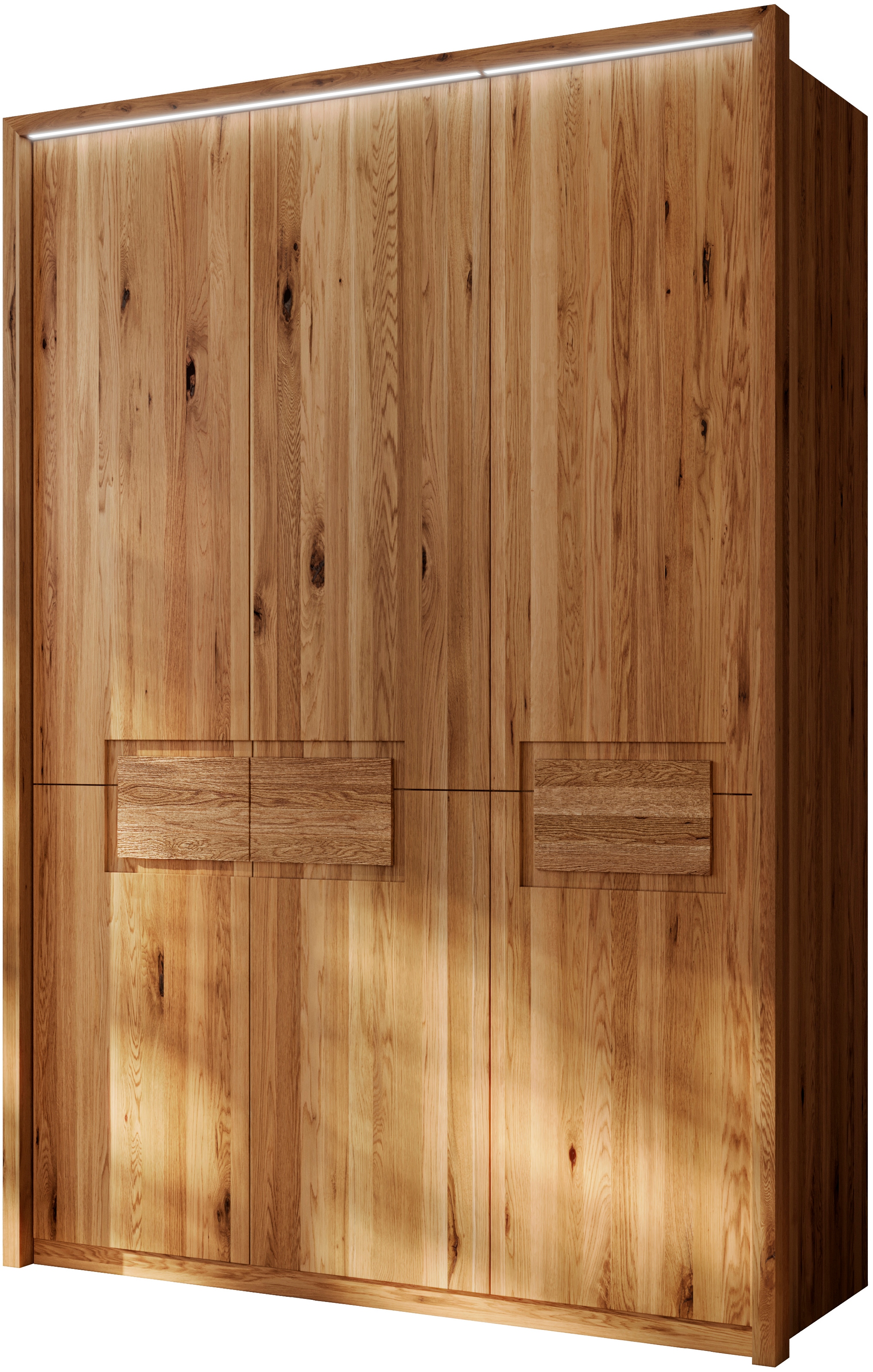 Home affaire Kleiderschrank »Ambroise, aus Wildeiche, inkl. Passepartout«, Massivholz-Kleiderschrank, im 50 cm Raster planbar