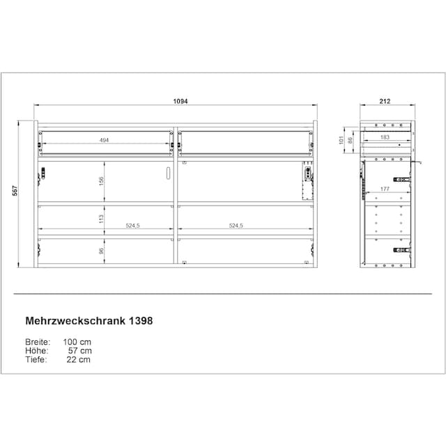 »Ameca«, bestellen GERMANIA und geringe für Spiegel, Mehrzweckschrank Flure (Set, ideal St.), Garderoben-Set Tiefe, auf 2 Raten schmale