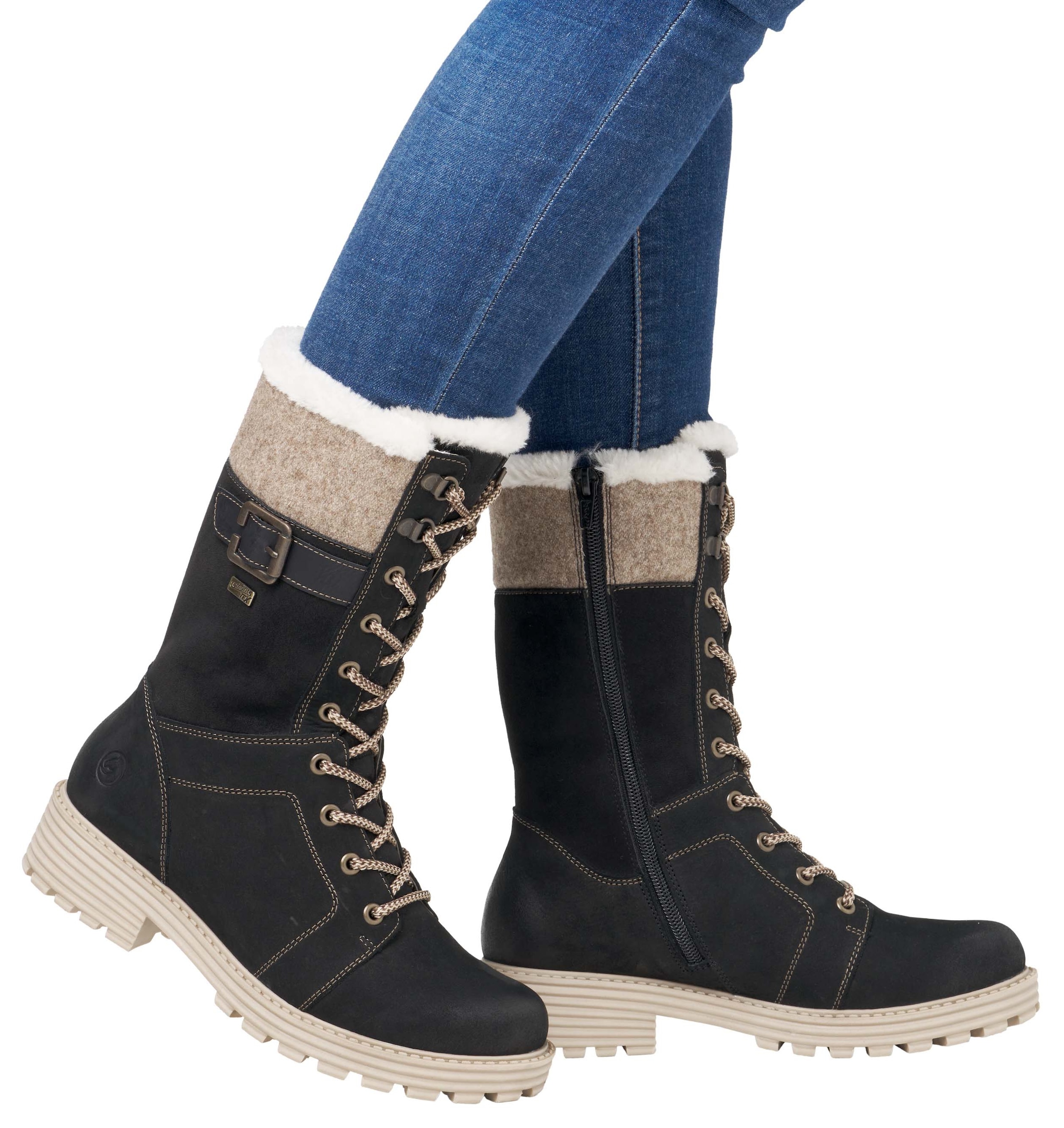 Remonte Winterstiefel, Blockabsatz, Schnürstiefel mit wasserabweisender remonte TEX-Membran