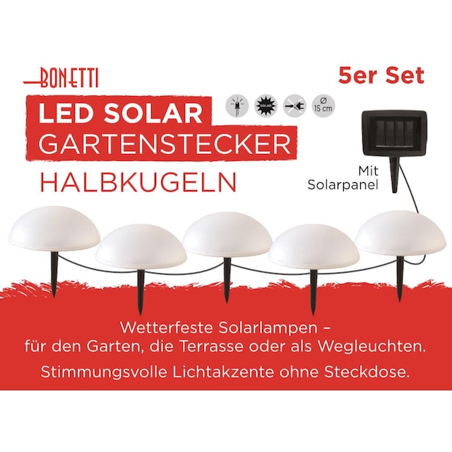 BONETTI LED Gartenleuchte »Solar Halbkugeln - 5er-Set«, mit separatem  Solarpanel online kaufen | mit 3 Jahren XXL Garantie