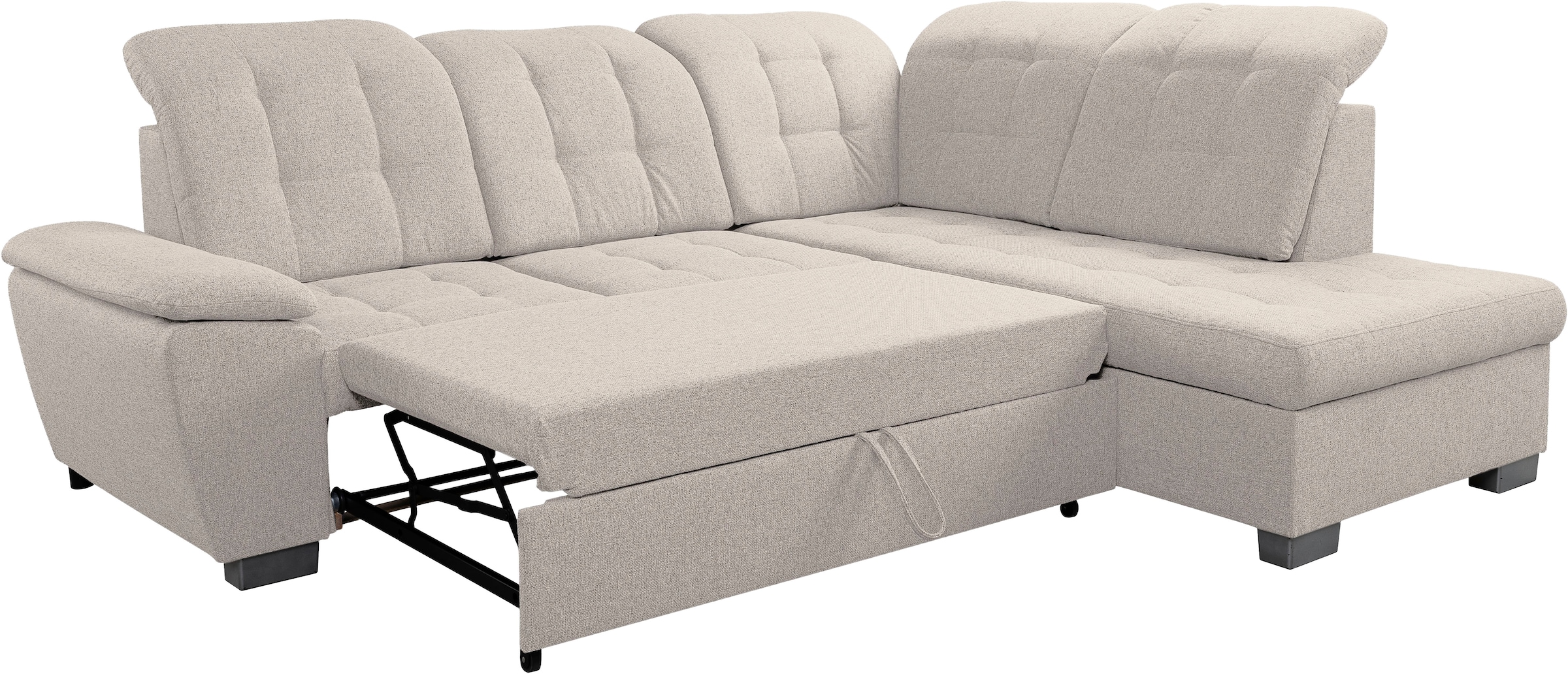 WERK2 Ecksofa »Bonny inkl. Kopfteilverstellung, Bettfunktion, Stauraum, Breite 265cm« Komfortwunder mit Schlaffunktion, verstellbarem Kopfteil & Stauraum.