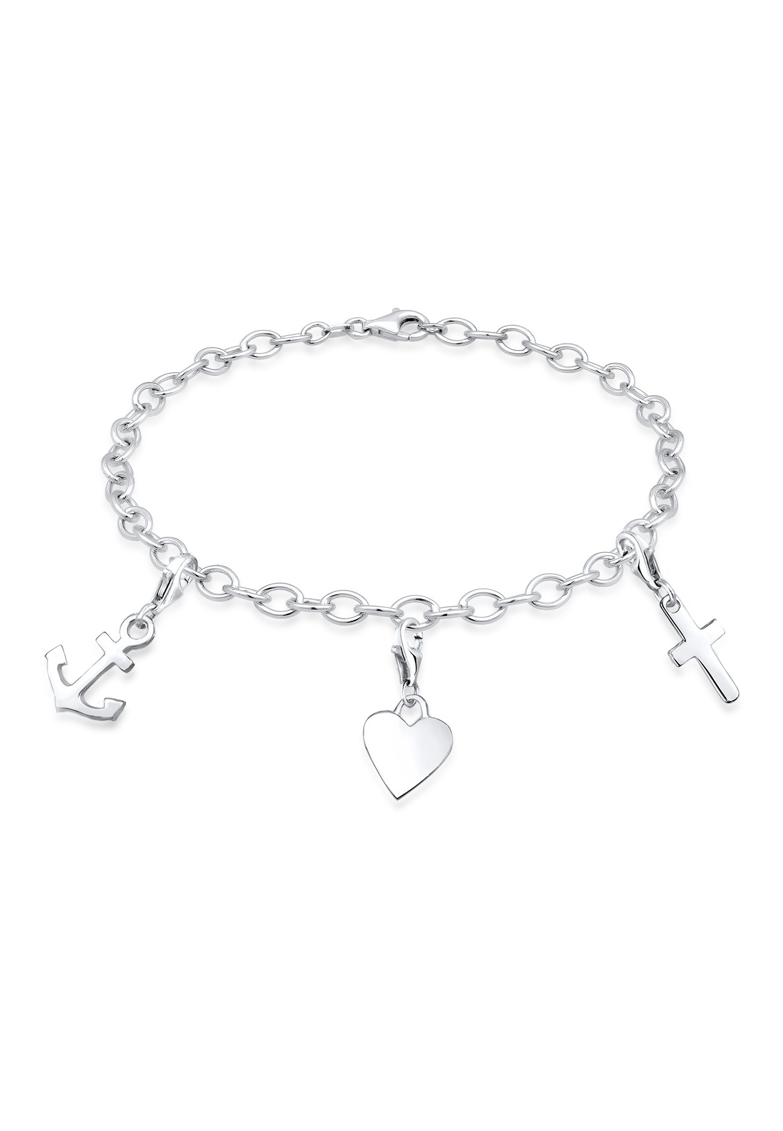 Elli Bettelarmband »Armband Anker Herz Kreuz 925 Sterling Silber«