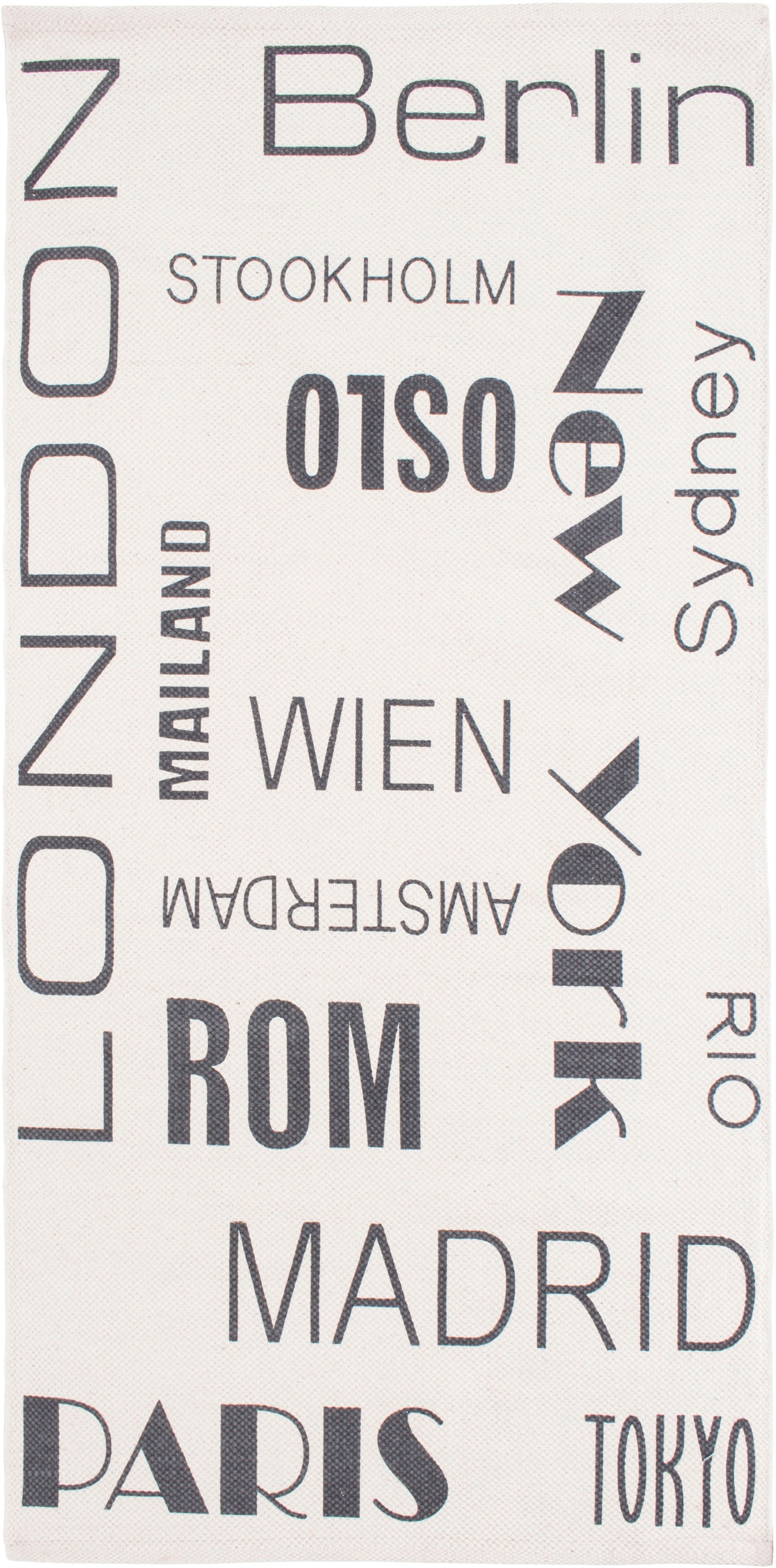 Andiamo Teppich »Rom«, rechteckig, handgewebt, reine Baumwolle, Städtedesign, waschbar, Wohnzimmer