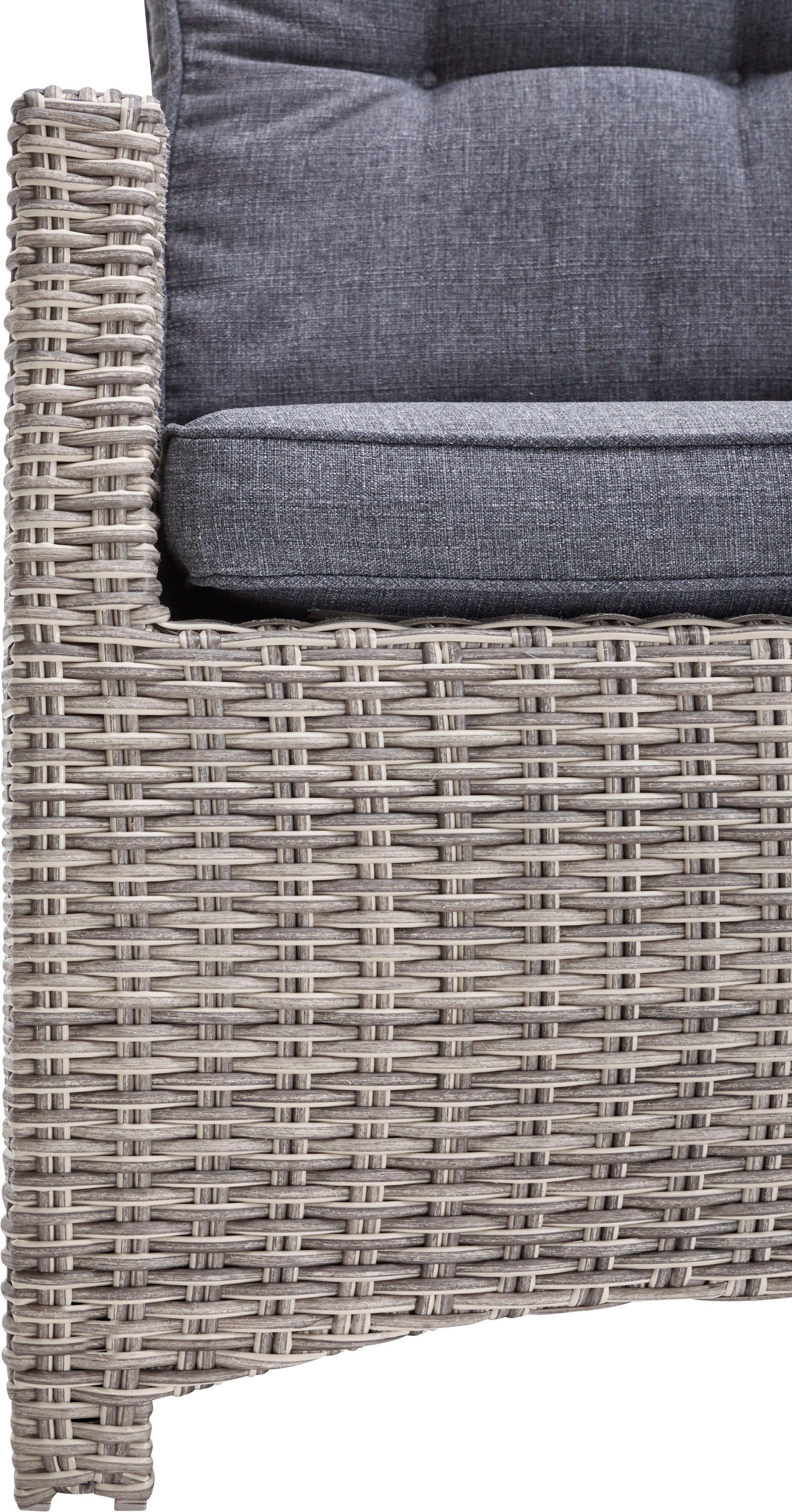 KONIFERA Gartenlounge-Set »Monaco«, (Set, 16 tlg., inkl. Auflagen, Alu, Polyrattan), höhenverstellbarer Tisch 43,5 - 66,5 cm