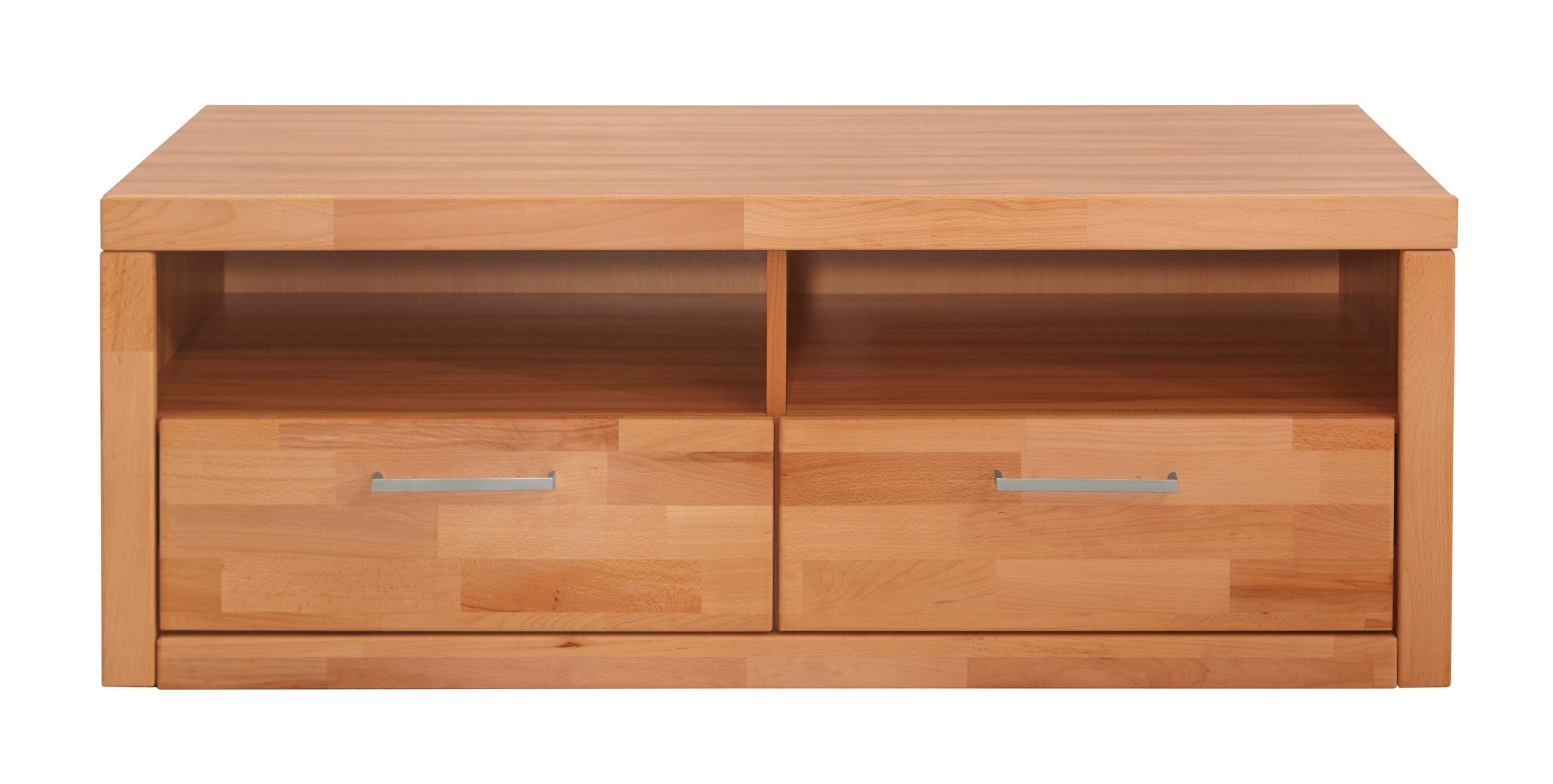 Home affaire Lowboard »Logo,130cm breit,42 cm tief, Fronten Massivholz, Kabeldurchführung«, Holz massiv, Holzwerkstoff, Metall Griffe,2 Schubladen