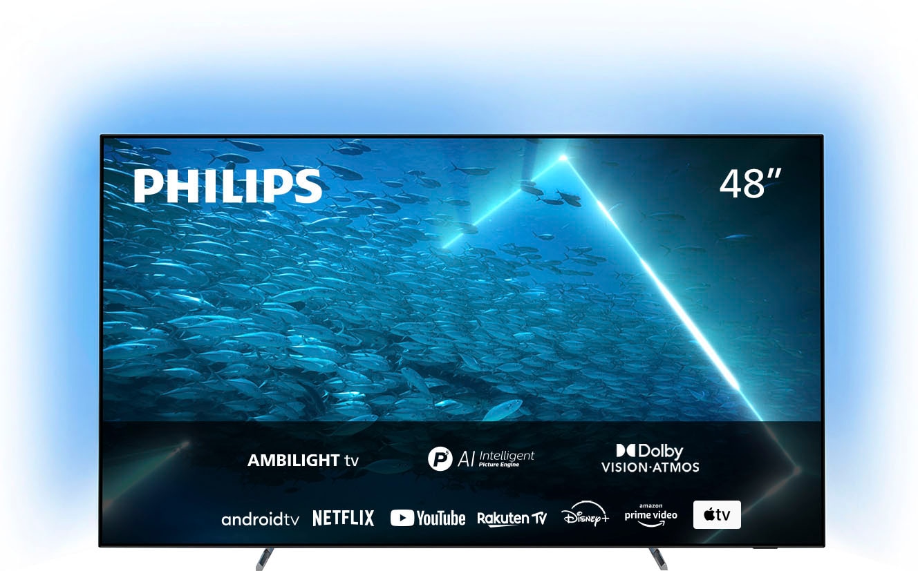 UNIVERSAL Philips Zoll, HD, Ambilight XXL 3 Ultra Garantie Jahre 121 | 3-seitiges ➥ cm/48 4K »48OLED707/12«, Android TV-Smart-TV, OLED-Fernseher