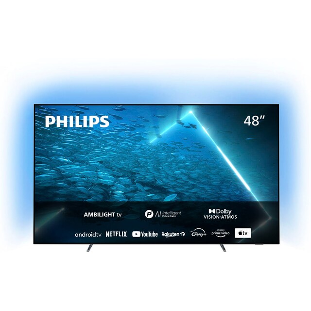 Philips OLED-Fernseher »48OLED707/12«, 121 cm/48 Zoll, 4K Ultra HD, Android  TV-Smart-TV, 3-seitiges Ambilight ➥ 3 Jahre XXL Garantie | UNIVERSAL