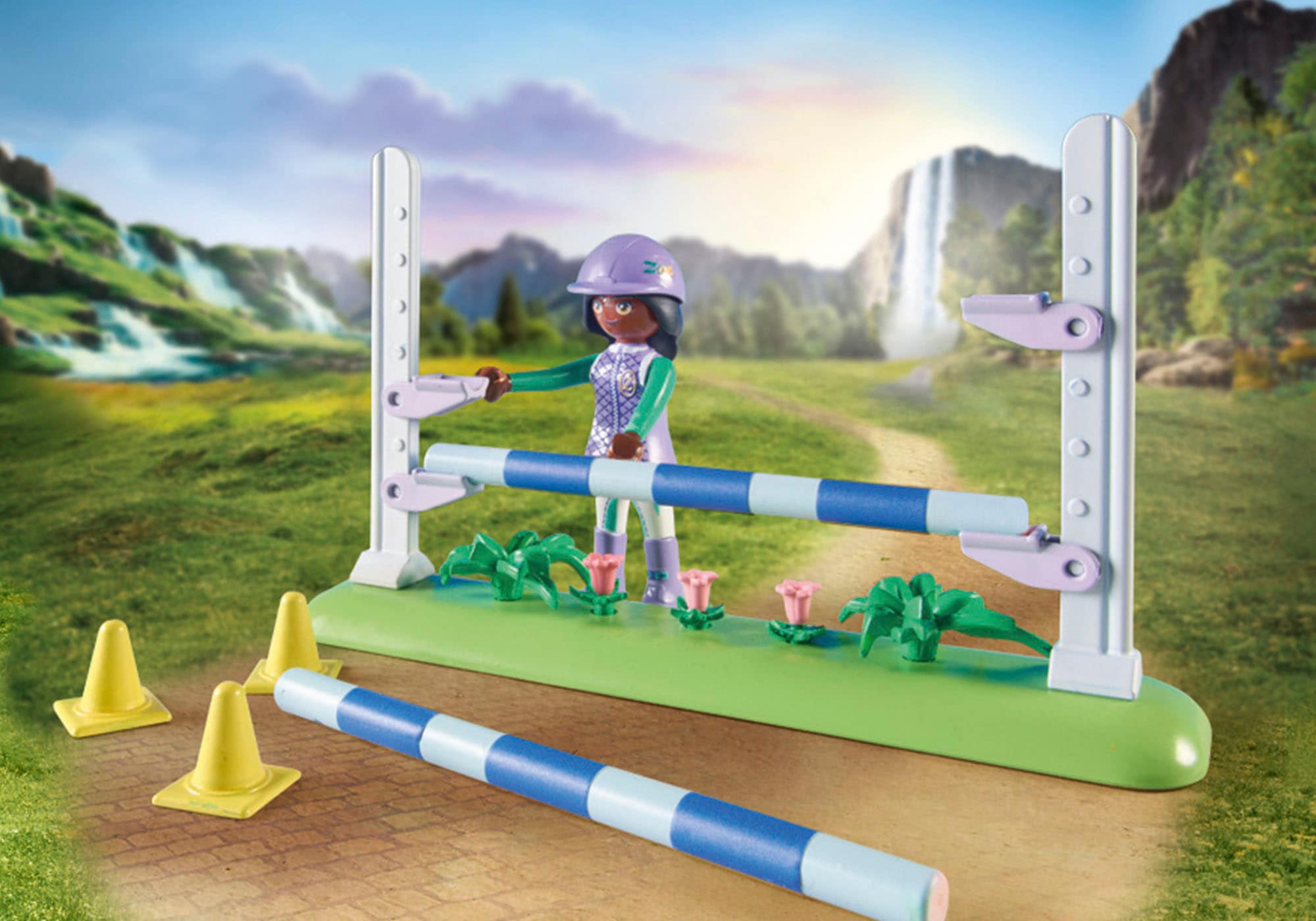 Playmobil® Konstruktions-Spielset »Zoe & Blaze mit Turnierparcours (71355), Horses of Waterfall« teilweise aus recyceltem Material