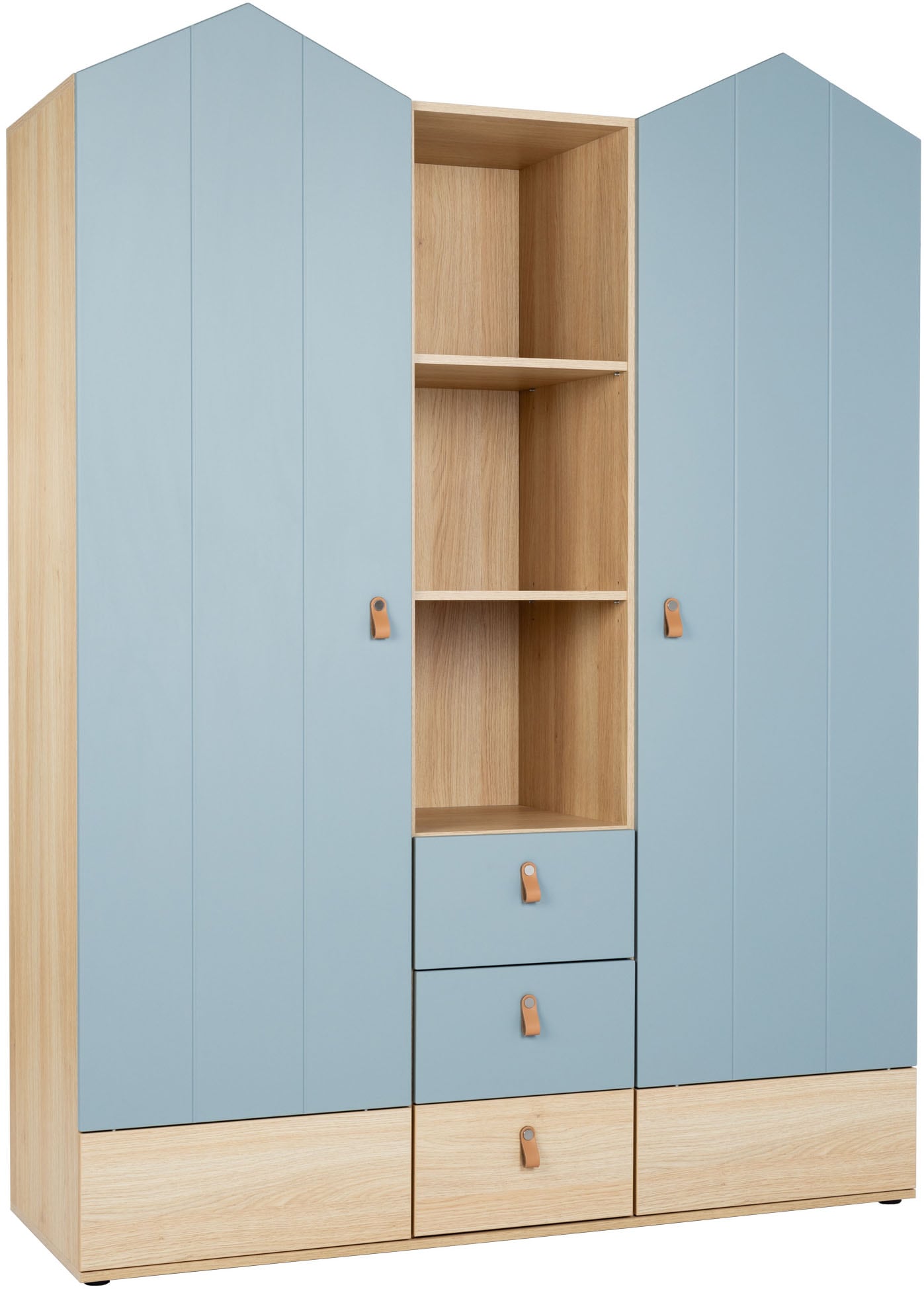 arthur berndt Babyzimmer-Komplettset »Babyzimmer-Set »Roofy« 3-teilig mit 2-türigem Kleiderschrank«, (Set, 3 tlg., Babymöbel-Set »Roofy« Kleiderschrank,Kinderbett+Wickelkommode)