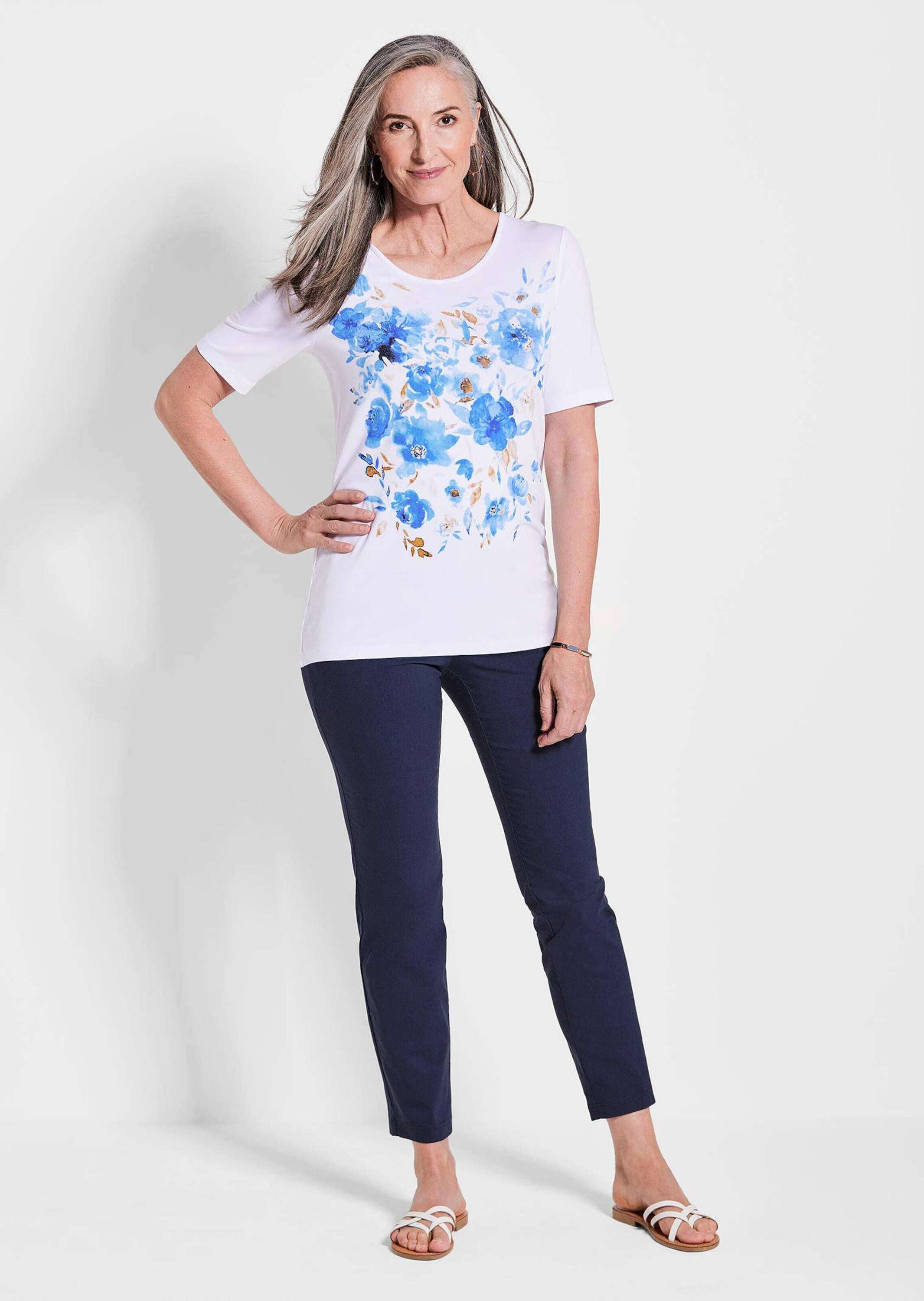 GOLDNER Kurzarmshirt »Shirt« Blumenmotiv