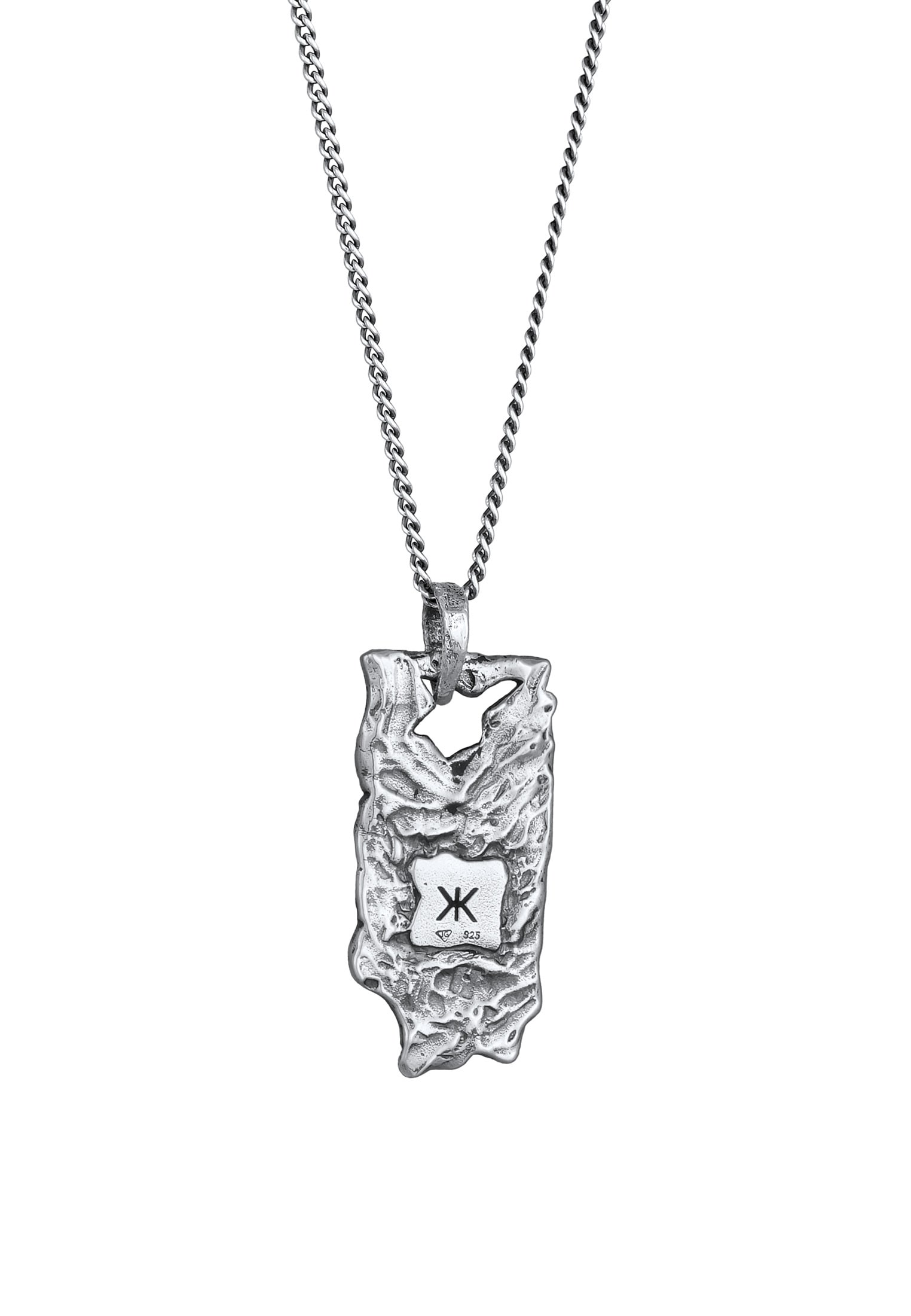 Kuzzoi Kette mit Anhänger »Halskette Rechteckiger Anhänger natürlicher Look 925 Silber«