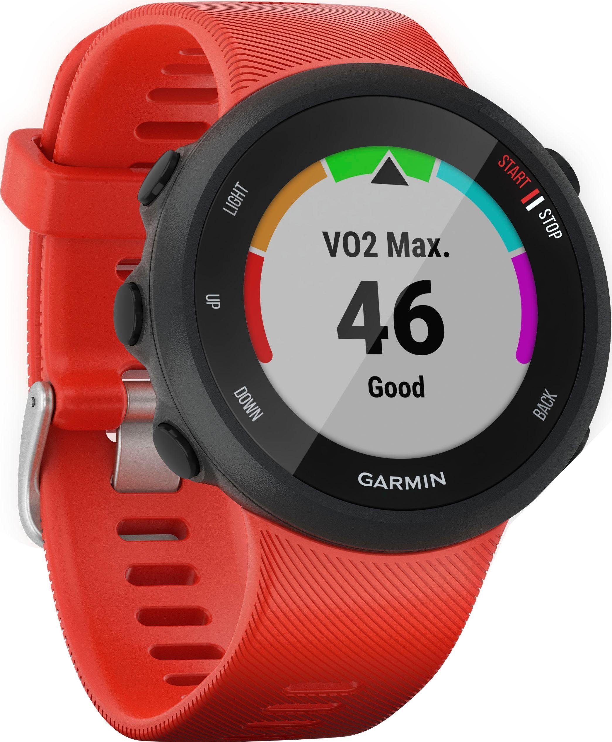 Garmin Smartwatch »Forerunner | 45, ➥ Jahre UNIVERSAL (GPS-Laufuhr) Silikon-Armband 3 XXL Garantie 20mm«