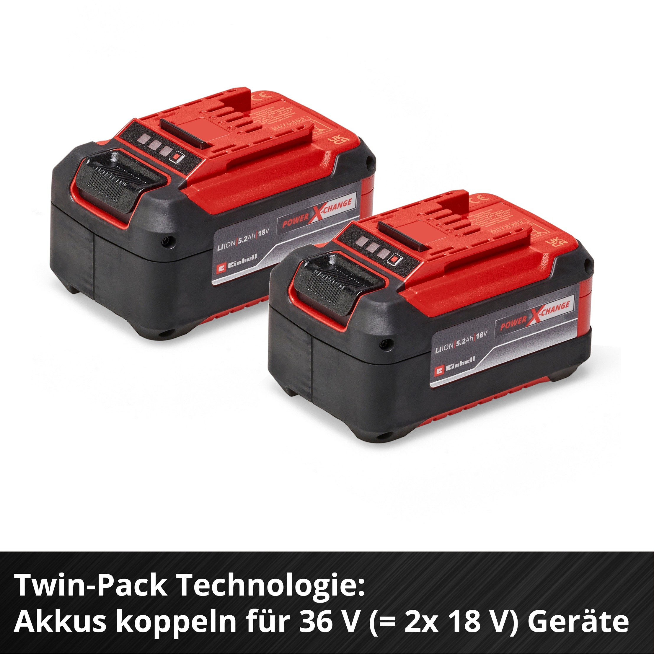 Einhell Akku »2x 18V 5,2Ah PXC-Twinpack«, 5200 mAh, 18,0 V, Griffmulde