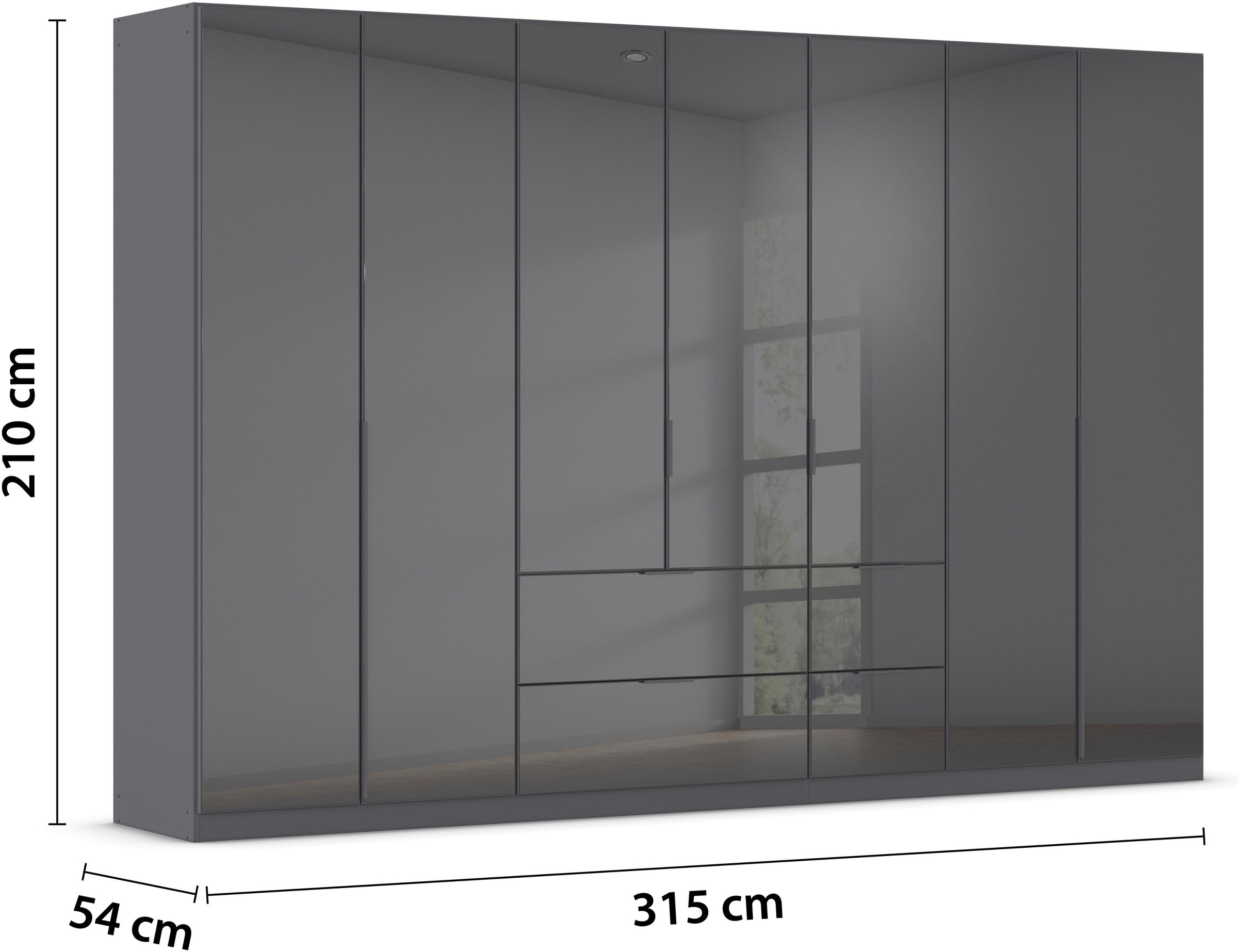 rauch Drehtürenschrank »Kleiderschrank Kleiderschränke Schrank Garderobe AGORDO mit Glasfront«, (in zwei Griff-Farben, Breiten 91-360 cm), mit Außenschubkästen, in 7 Breiten und 2 Höhen MADE IN GERMANY