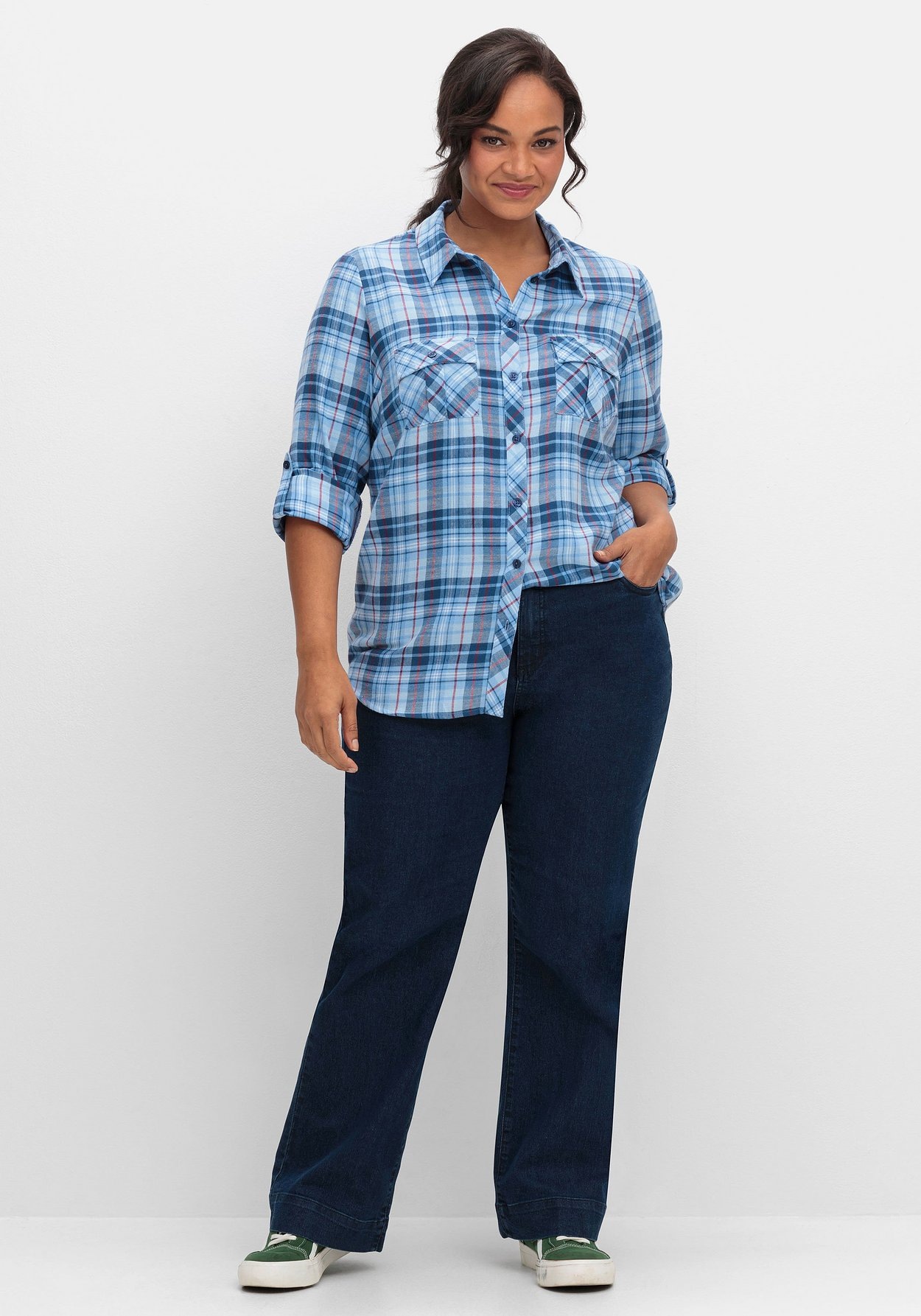 Sheego Karobluse »Karierte Flanellbluse aus weichem Baumwolll-Flanell«