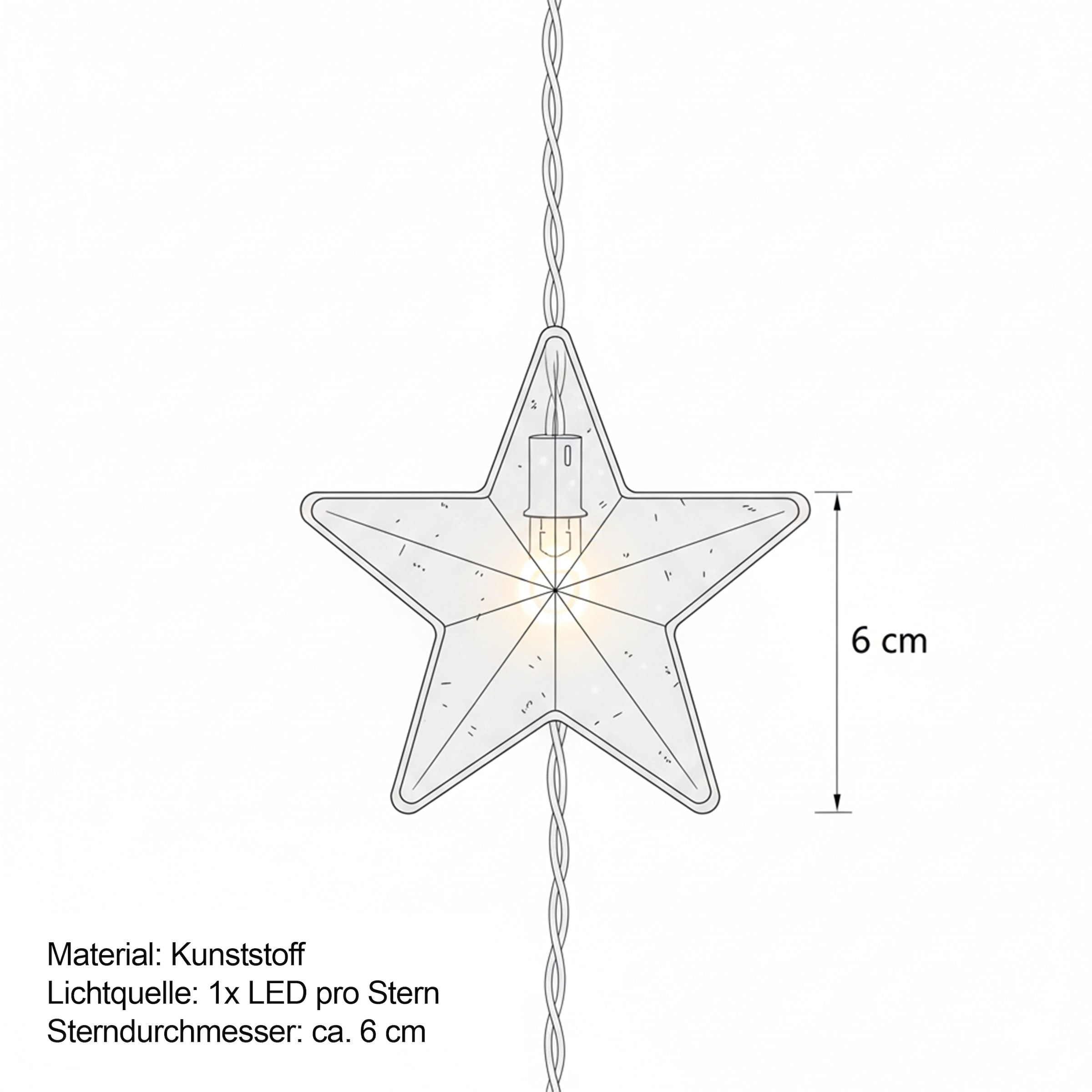 my home LED-Lichtervorhang »Alevia« 40 Stk.-flammig LED-Vorhangleuchten Sterne, Fensterdekoration, Timer