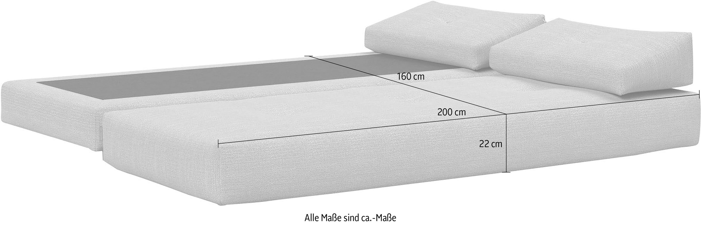 INNOVATION LIVING ™ Stapelliege »Sigmund 579 Eiche-Beine«, Daybed mit zwei Federkernmatratzen, Fußteil schwarz