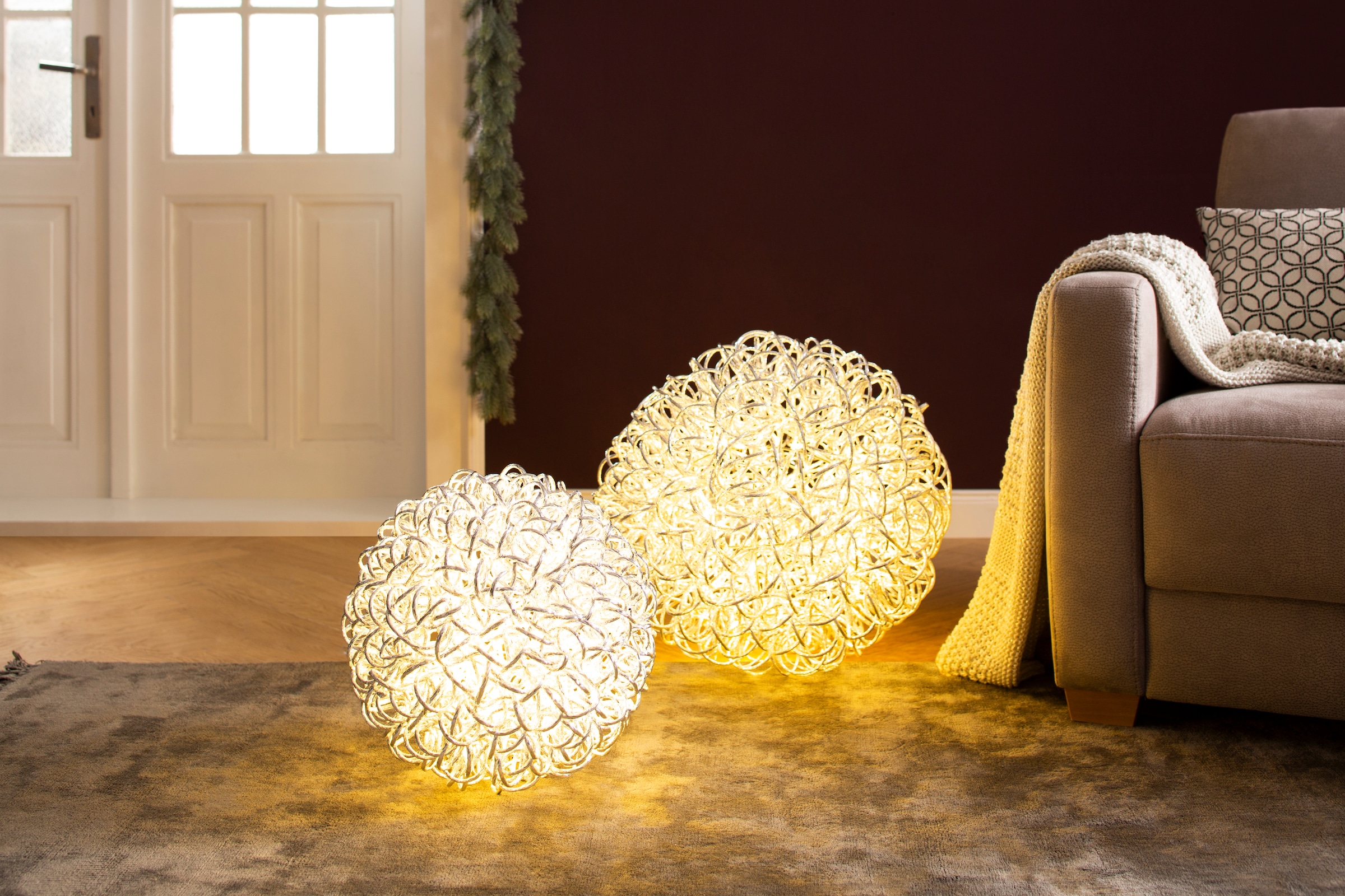 AM Design LED Dekolicht, in Kugelform, Geflecht, Weihnachtsdeko aussen