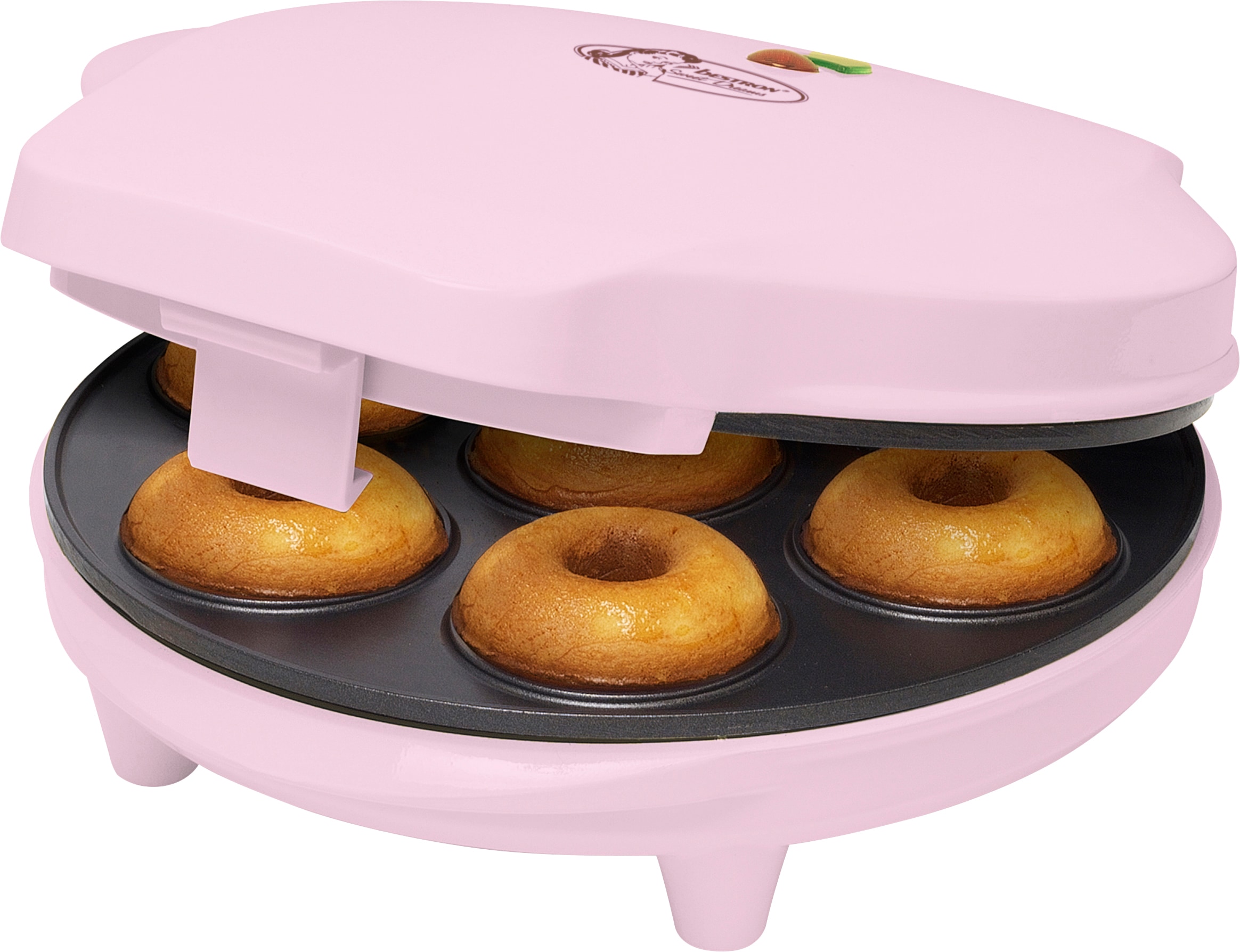 bestron Waffeleisen »Donut-Maker ADM218SDP«, 700 XXL Rosa im Dreams, Jahren Design, Sweet W, Retro mit Garantie Antihaftbeschichtung, 3