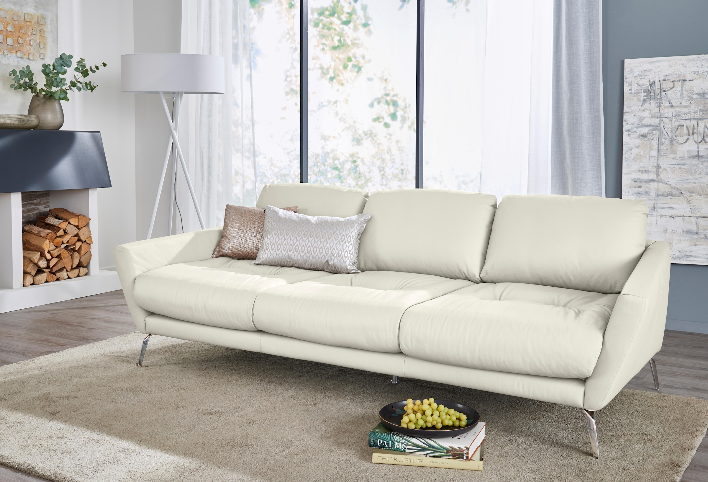 W.SCHILLIG Big-Sofa »softy«, mit dekorativer Heftung im Sitz, Füße Chrom glänzend