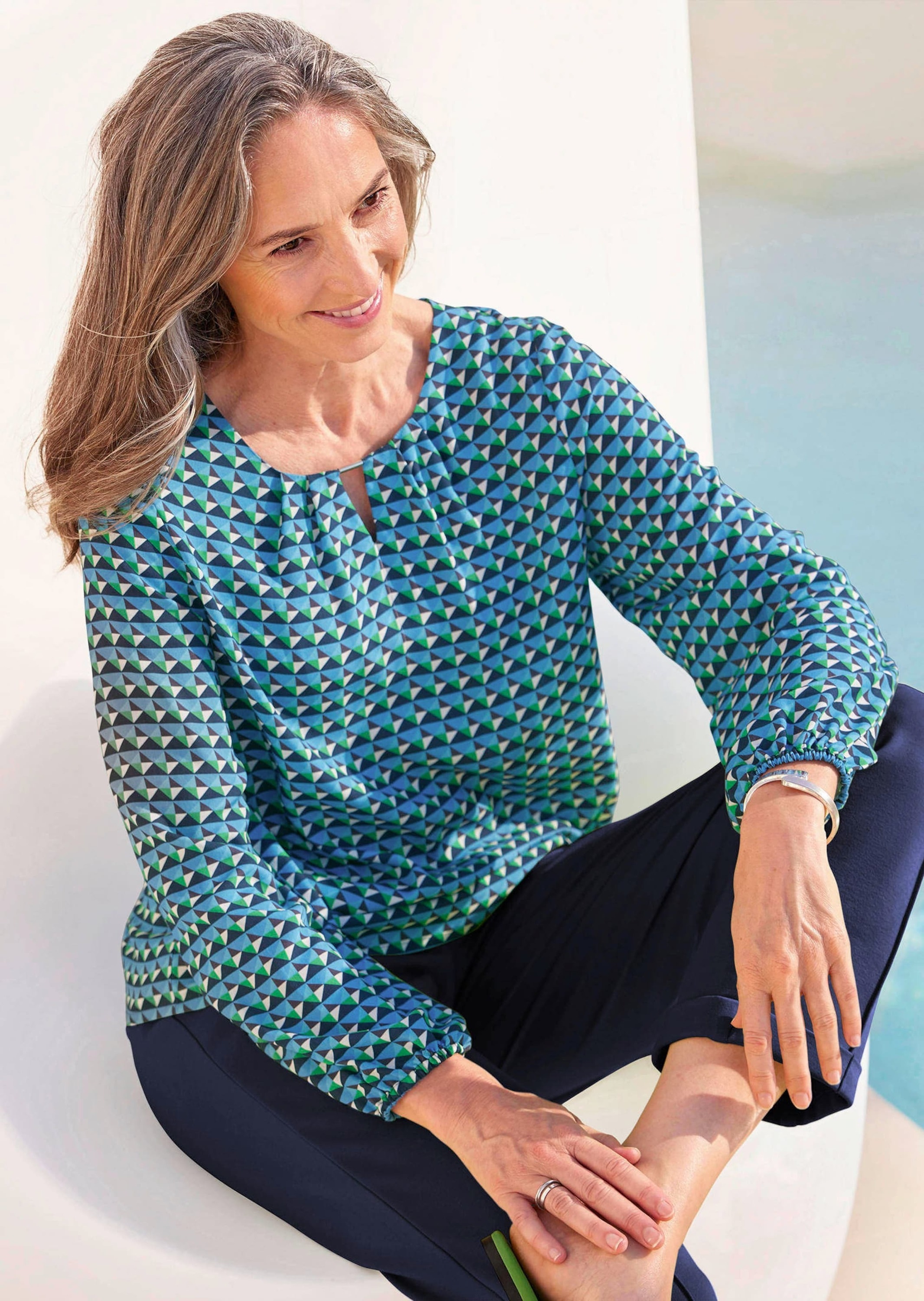 GOLDNER Kurzarmbluse »Druckbluse aus reiner Viskose« keine/nicht relevant