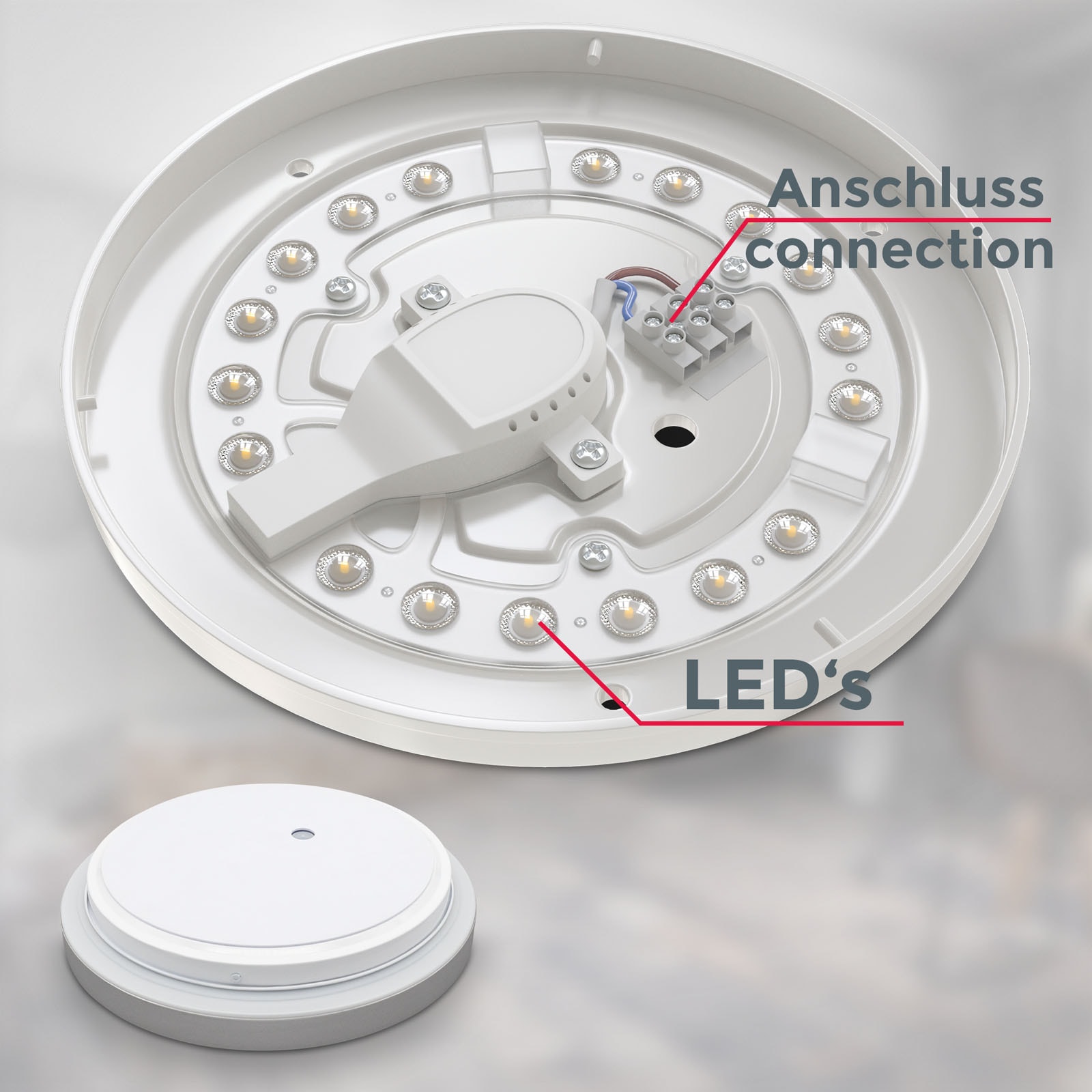 B.K.Licht LED Deckenleuchte »LED Bad-Deckenlampe, Silberfarbig«, 1 flammig, Leuchtmittel LED-Modul | LED fest integriert, 12W, 1.200lm, 4.000K, IP44, Ø29cm