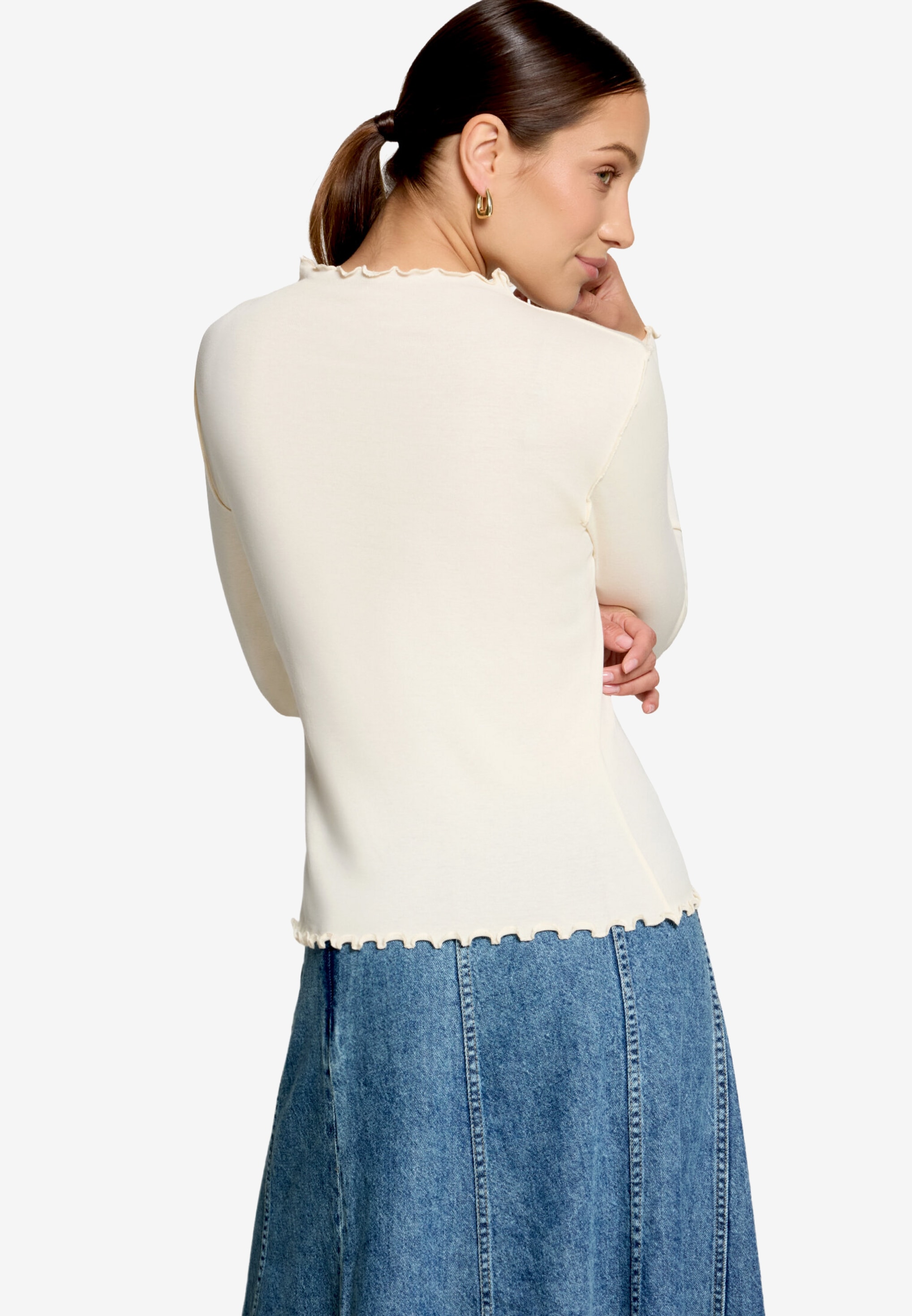 Zero Langarmshirt mit Kräuselsaum