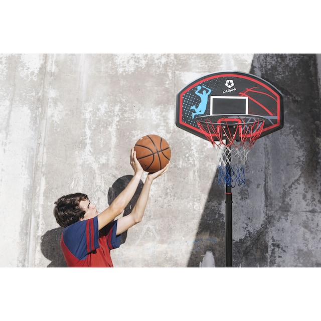 L.A. Sports Basketballkorb, (Set, 3 St., Komplett-Set mit Basketballkorb,  Netz und Ständer), mit Transportrollen, stabile pulverbeschichtete  Metallrohre bei