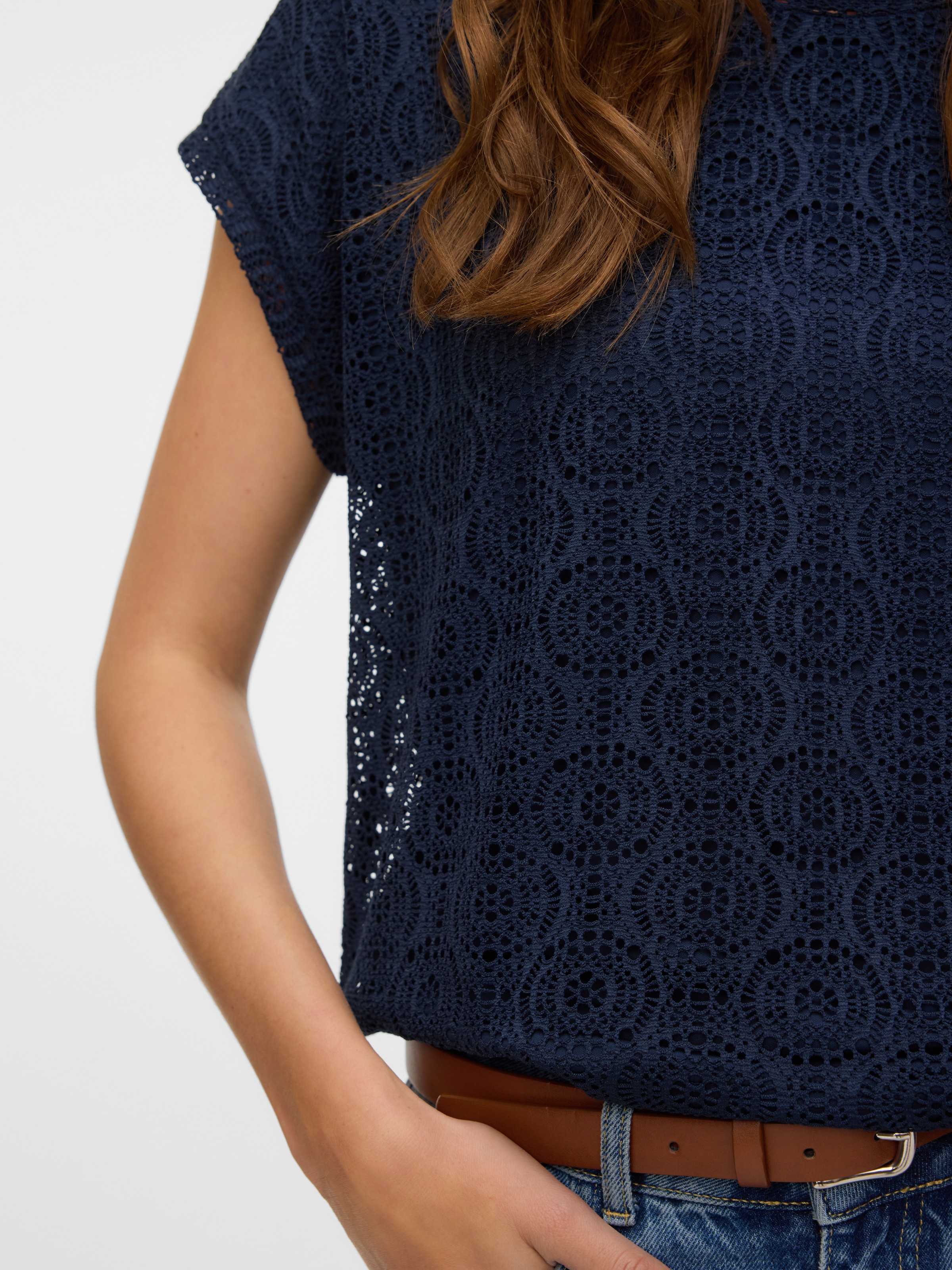 Vero Moda T-Shirt »VMMAYA AVA SS TOP JRS VO« Materialmix, regular fit