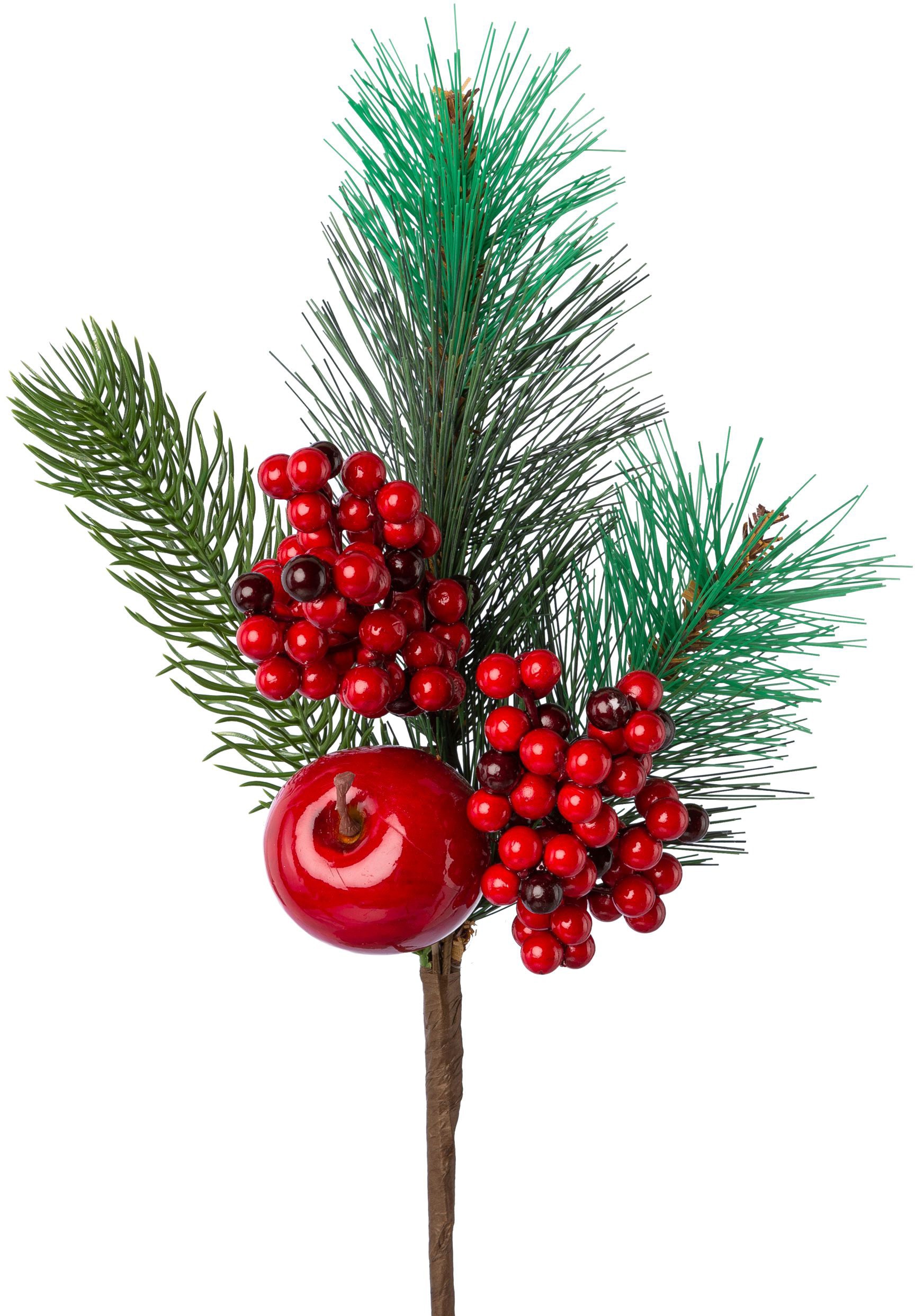 Creativ green Apfel benadelt, bequem 3er-Set Zweig Kunstpflanze mit dekoriert »Weihnachtsdeko«, kaufen und Beeren, Winterliche