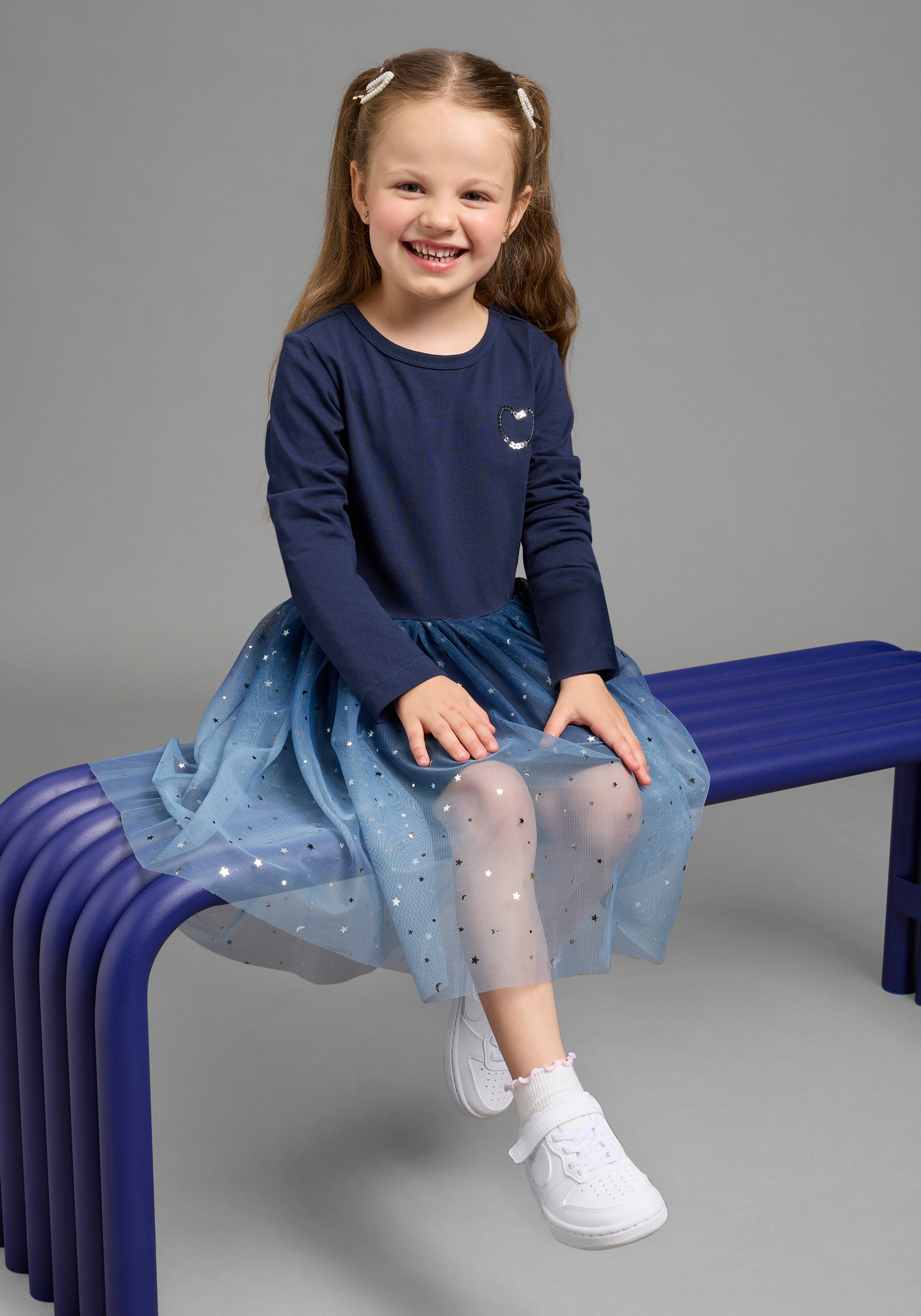 KIDSWORLD Jerseykleid »Festliches Tüll-Kleid mit Farbverlauf für kleine Mädchen« Tüllkleid für besondere Anlässe, modischer Farbverlauf und Glitzer
