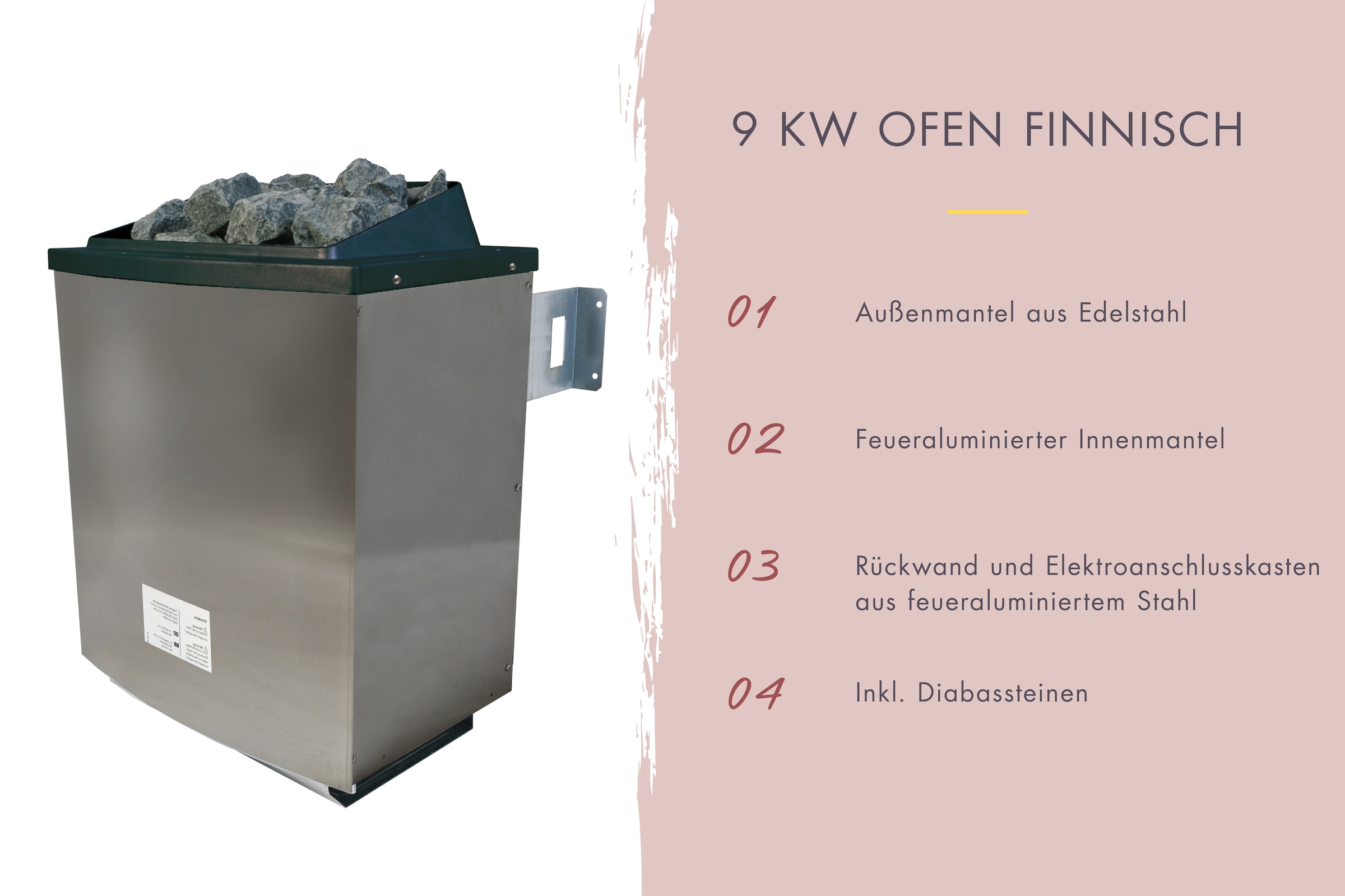 Karibu Sauna »Amada« Set,  Ofen 9 KW externe Strg easy