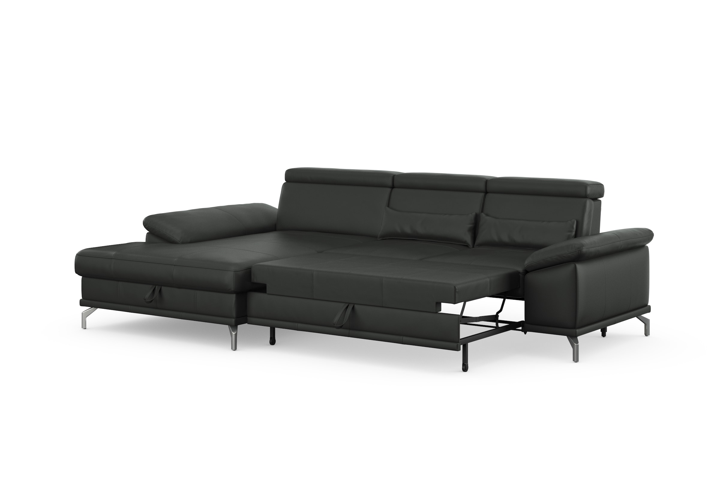 sit&more Ecksofa »Cabrio L-Form, mit Sitztiefenverstellung, Arm- und Kopfteilverstellung«, 2 Nierenkissen, Federkern, optional Bettfunktion und Stauraum