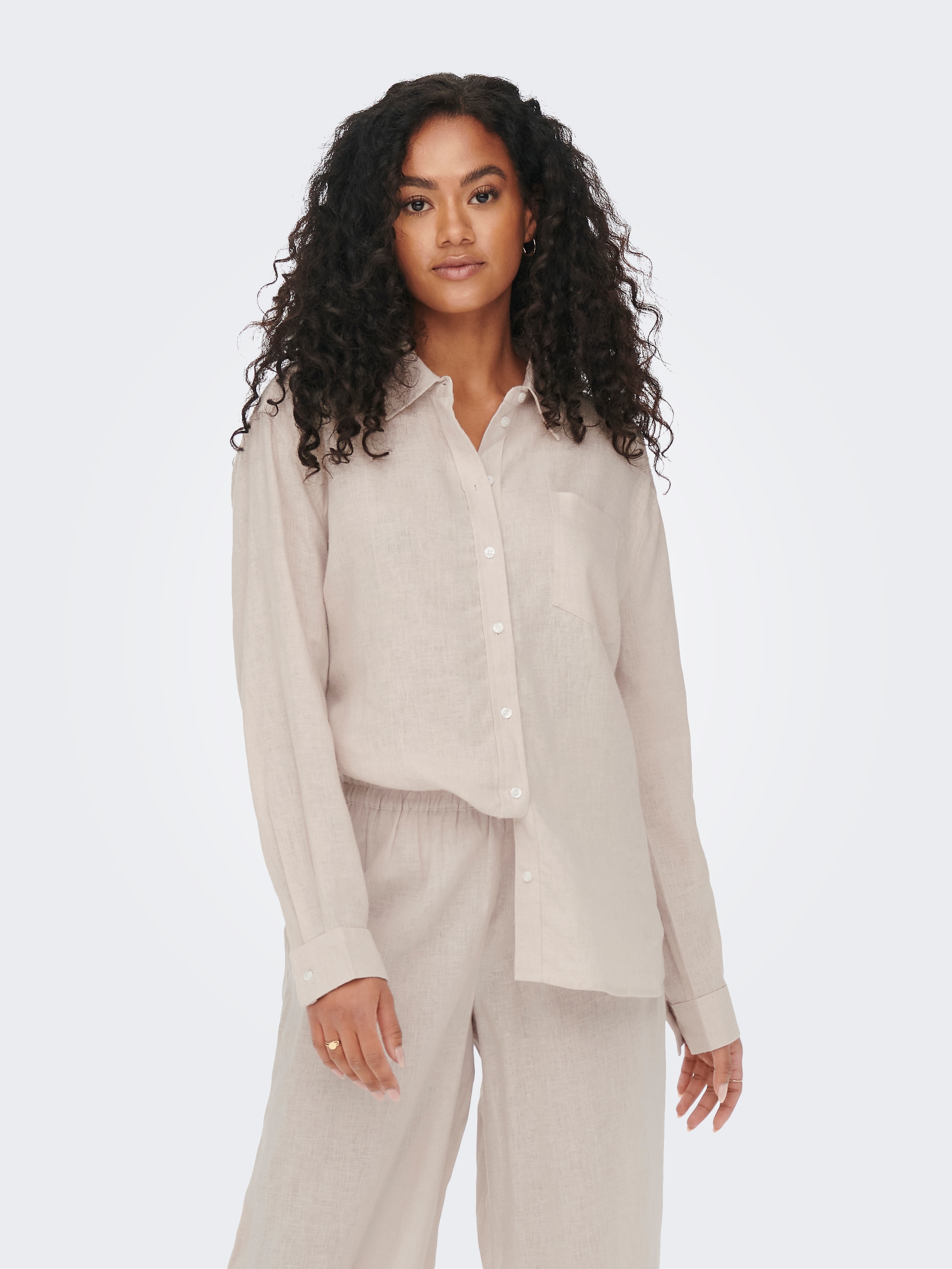 ONLY Longbluse »ONLTOKYO L/S LINEN BLEND SHIRT« mit Leinen