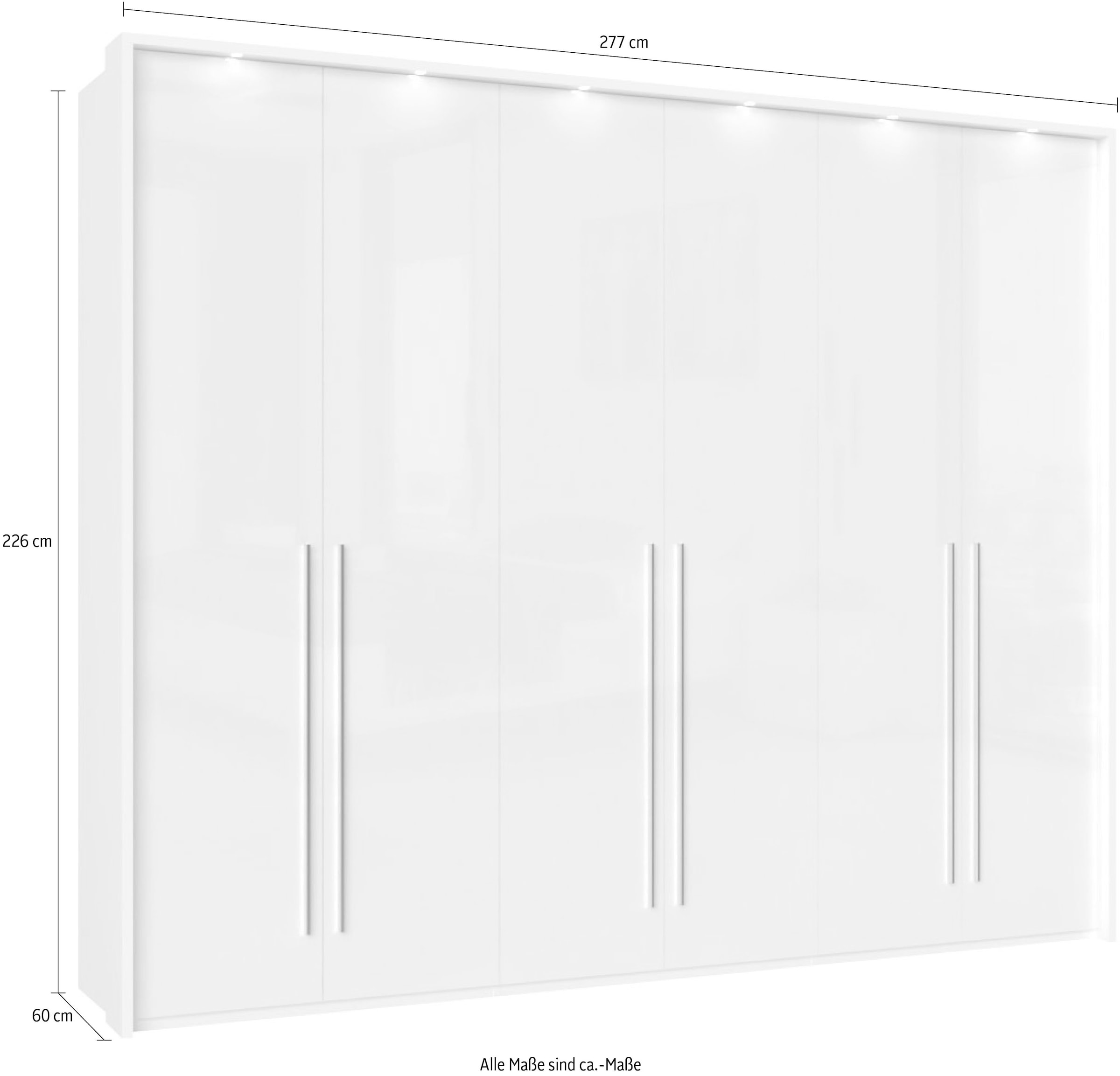 Places of Style Kleiderschrank »Piano, inklusive Rahmen und Beleuchtung, soft-close-Funktion«, (viele Breiten zur Auswahl, 226cm hoch), beige oder weiß, UV lackiert, Hochglanzfronten, FSC-zertifiziert