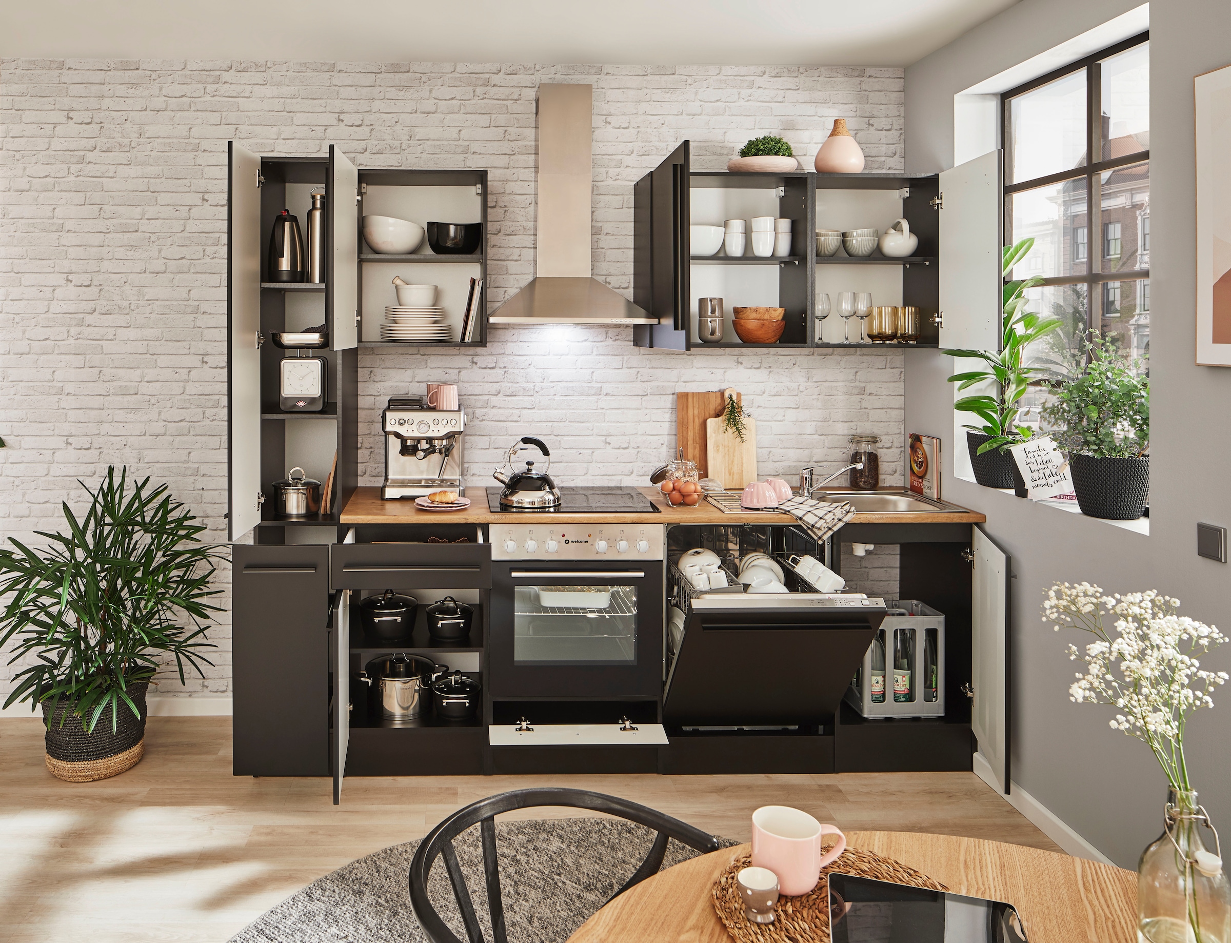 BASIC by Balculina Küchenzeile »Jazz«, Breite 250 cm, wahlweise mit E-Geräten