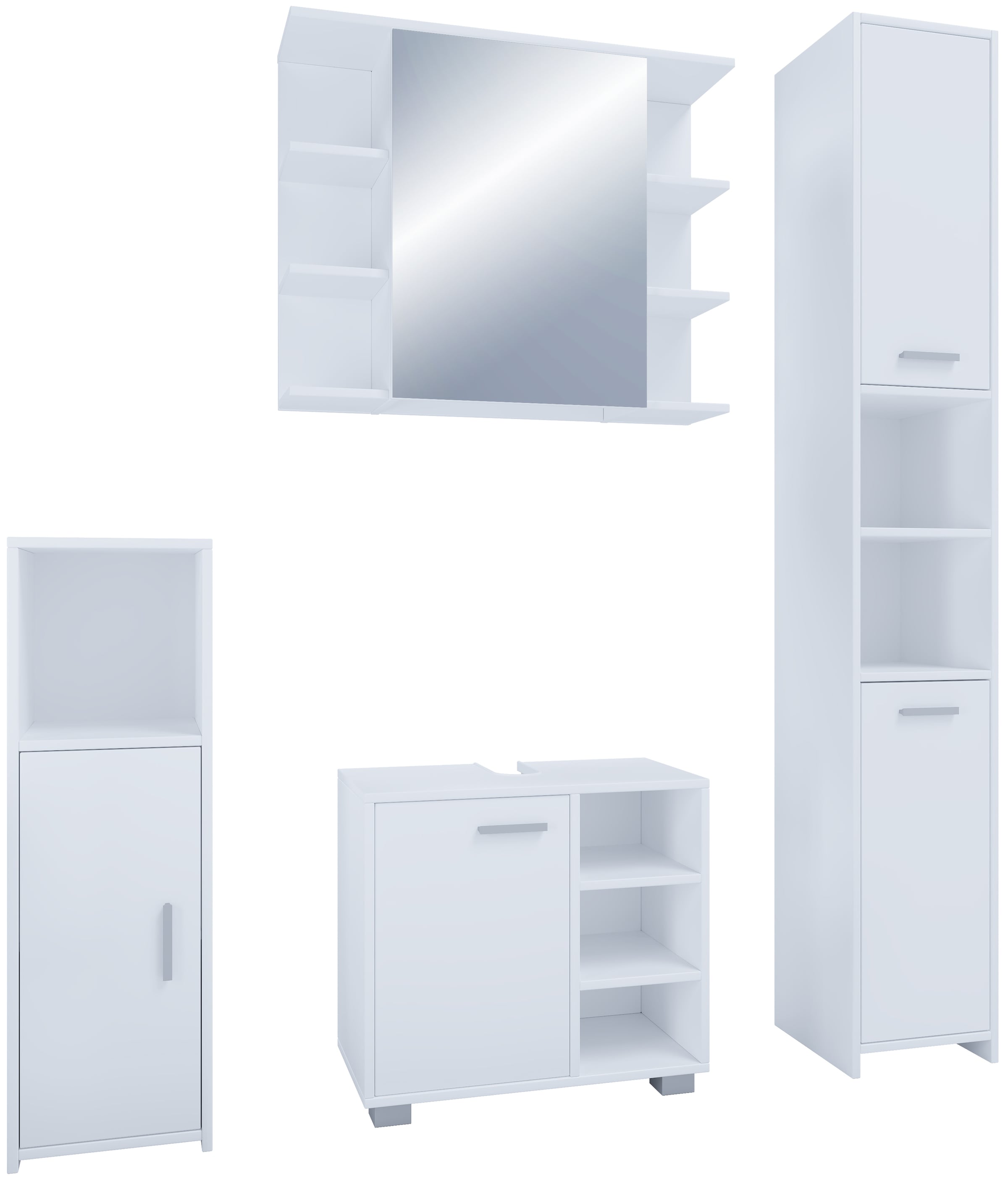 VCM Badmöbel-Set »4-tlg. Komplett Badmöbel Badschrank Set Zalo I« 4 Stk. tlg.