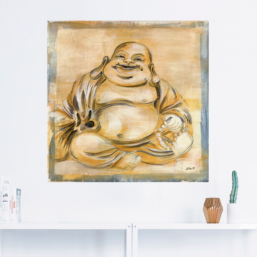 Artland Wandbild »Fröhlicher Buddha I«, Religion, (1 St.), als Leinwandbild, Poster, Wandaufkleber in verschied. Größen