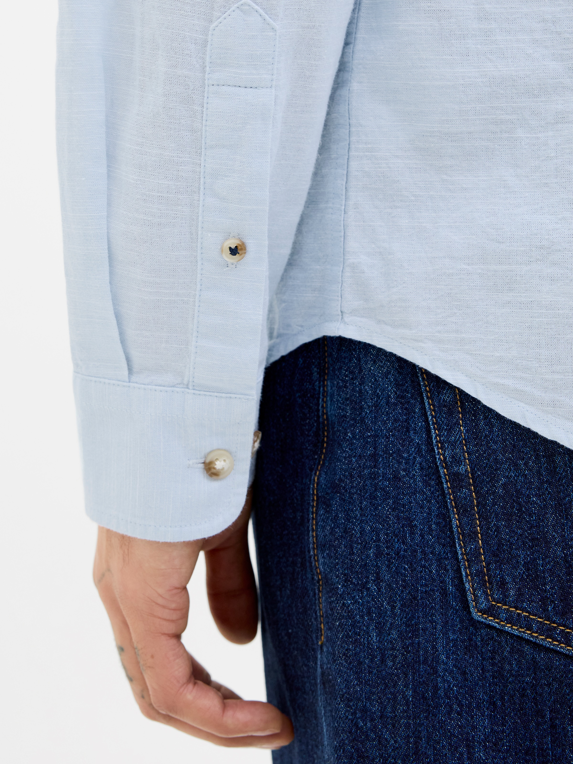 Jack & Jones Langarmhemd »JJESUMMER HALF PLACKET SHIRT LS SN«, mit Bandkragen