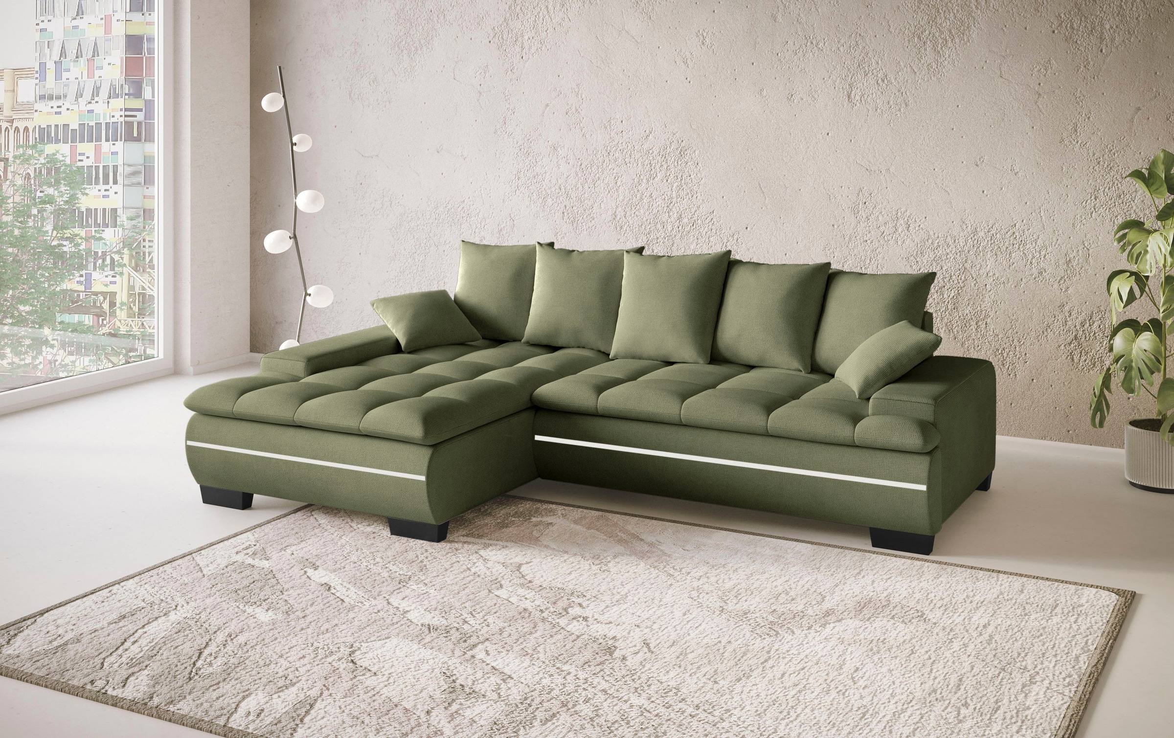 Mr. Couch Ecksofa »Haiti II, L-Form«, RGB-LED Beleuchtung, Kaltschaum, wahlweise mit Bett, Bettkasten