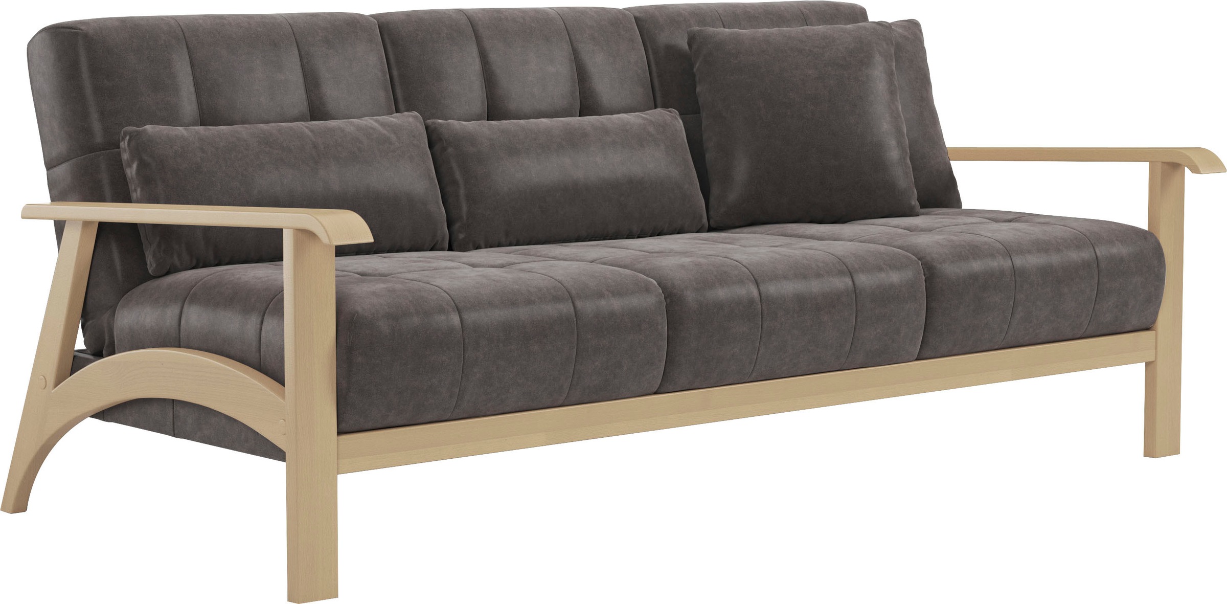 sit&more 3-Sitzer »Billund«, Armlehnen aus Buchenholz in natur, verschiedene Bezüge und Farben