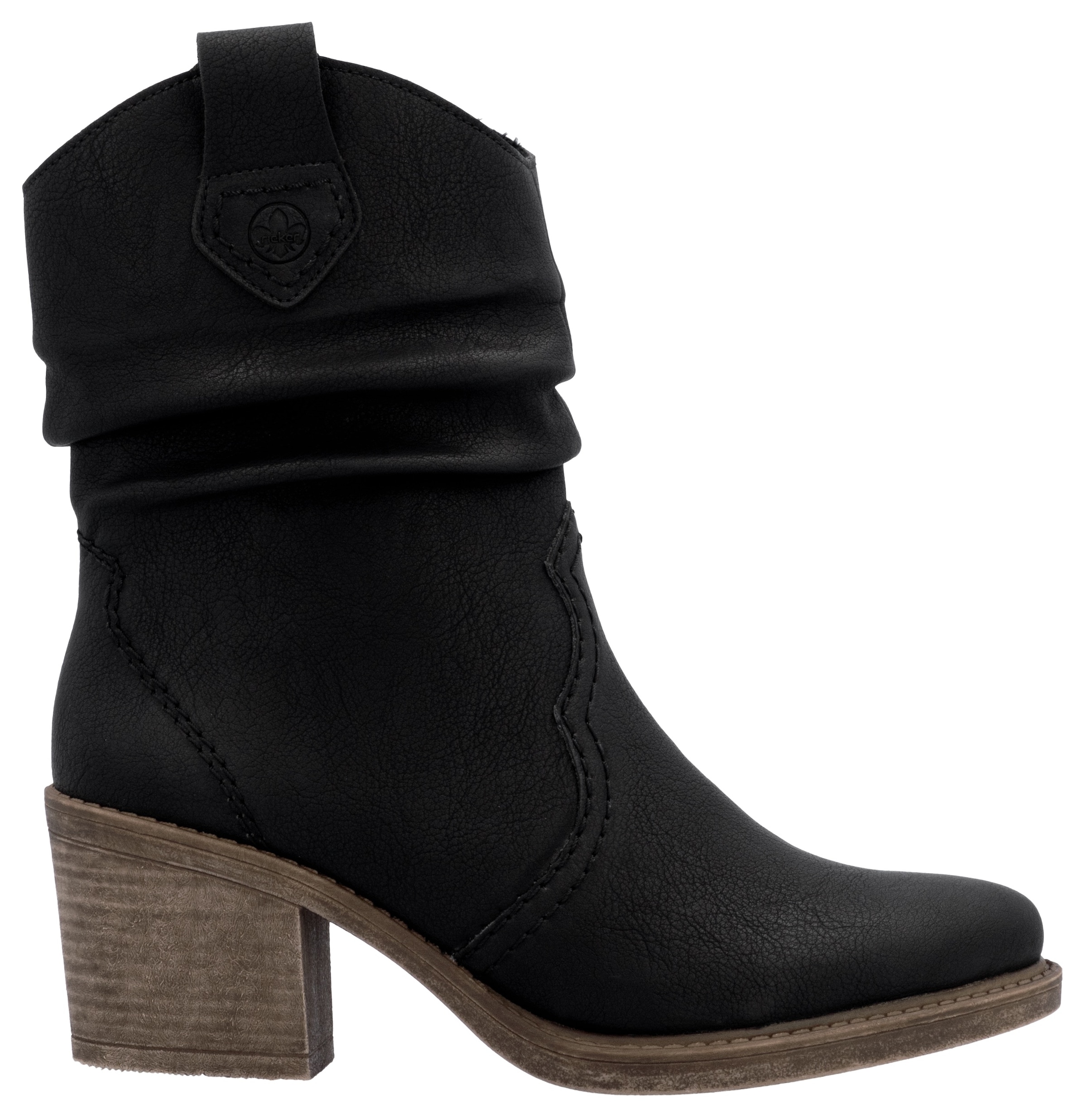 Rieker Westernstiefelette, Cowboystiefelette, Boots, Blockabsatz, mit gerafftem slouchy Schaft