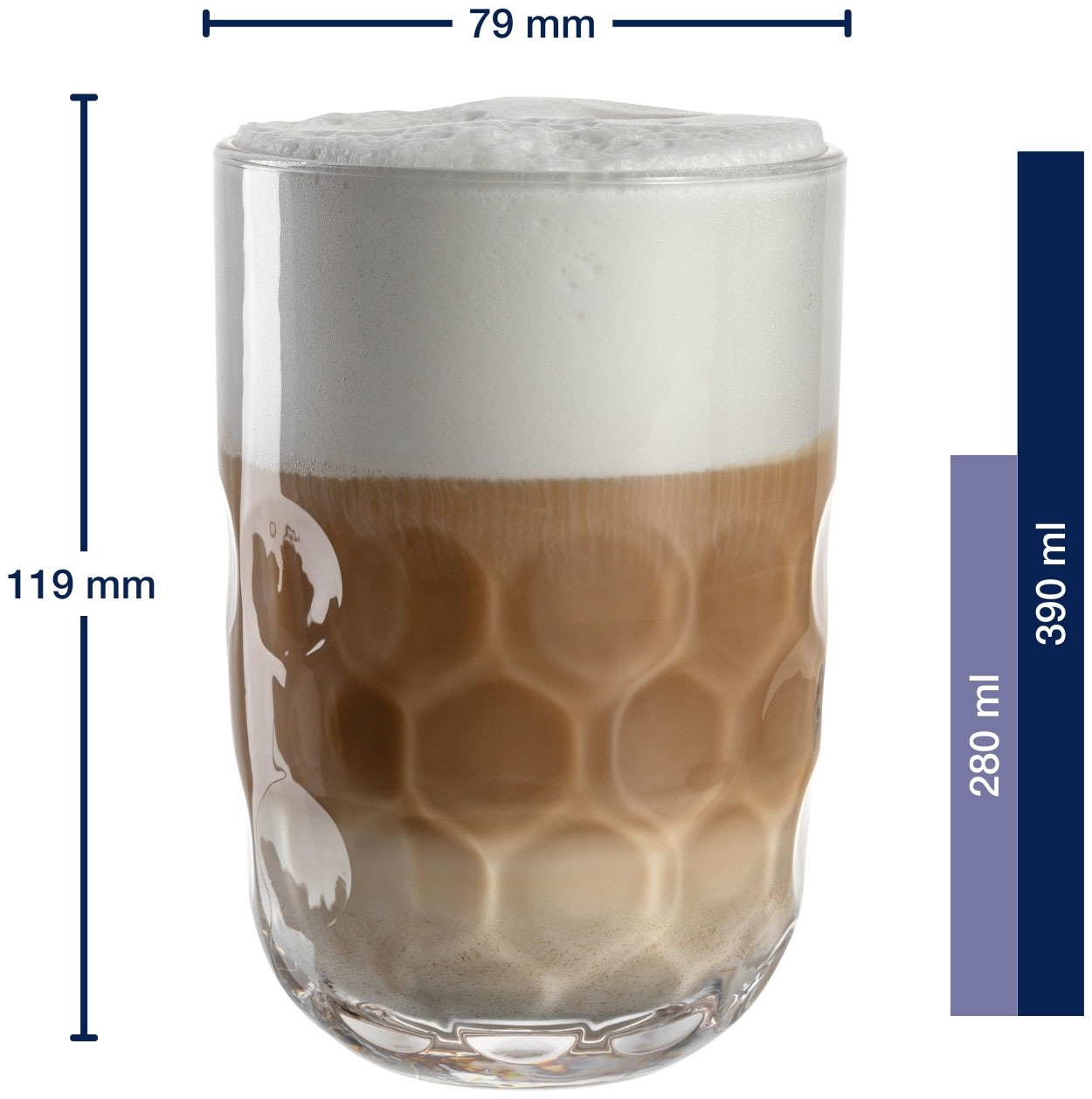 LEONARDO Latte-Macchiato-Glas »GOCCE, 380 ml, 6er-Set« 1. Variante, mit Tropfenrelief