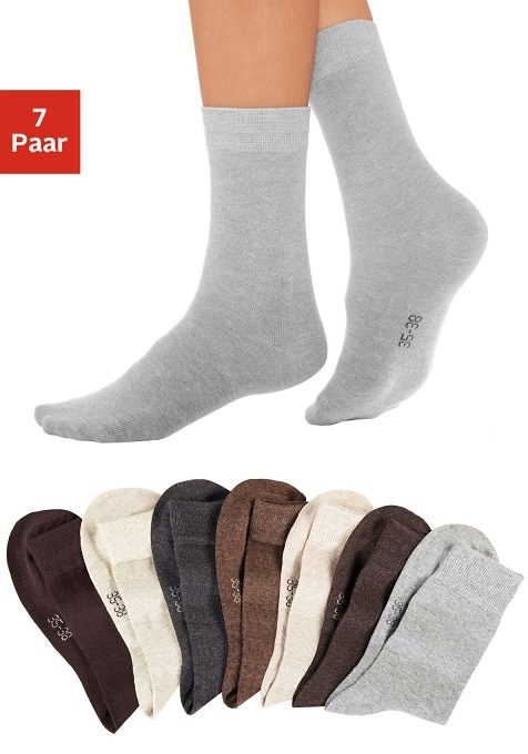 Basicsocken, (Packung, 7 Paar), mit druckfreiem Bündchen