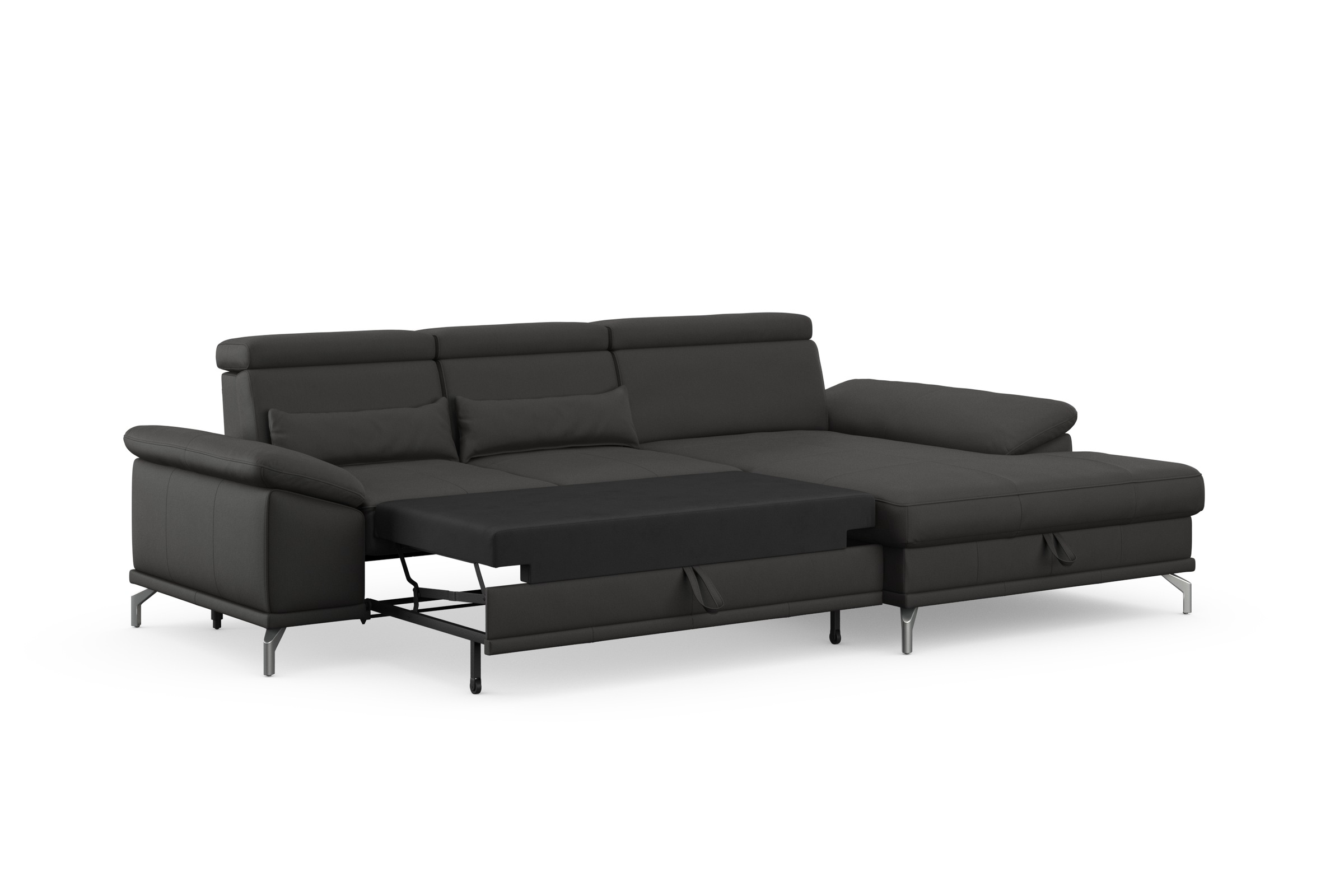 sit&more Ecksofa »Cabrio L-Form, mit Sitztiefenverstellung, Arm- und Kopfteilverstellung«, 2 Nierenkissen, Federkern, optional Bettfunktion und Stauraum