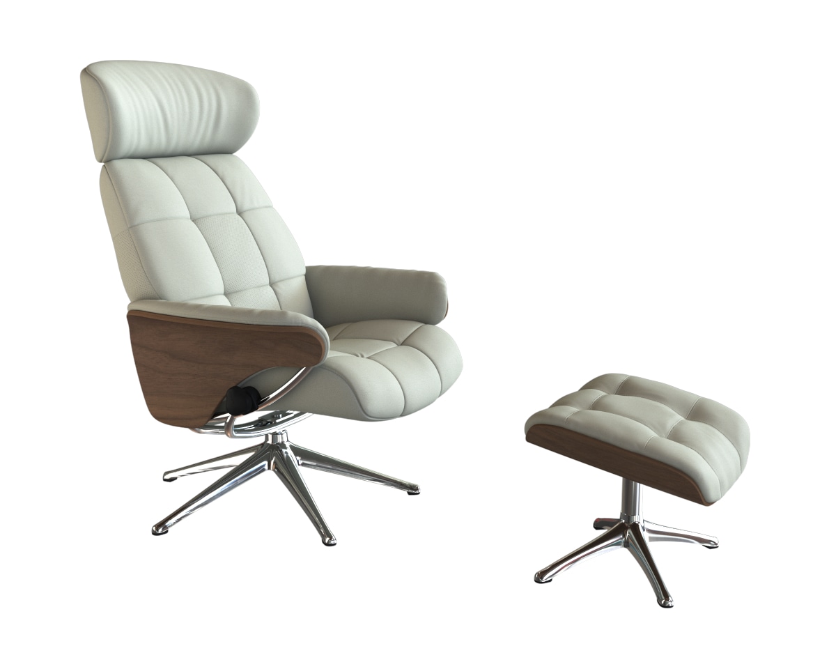 FLEXLUX Relaxsessel »Skagen Funktionsessel, Polstersessel, Armlehne, TV-Fernsehsessel«, Rücken- und Kopfteilverstellung, Fuß Alu, Armlehne Eiche, Drehbar