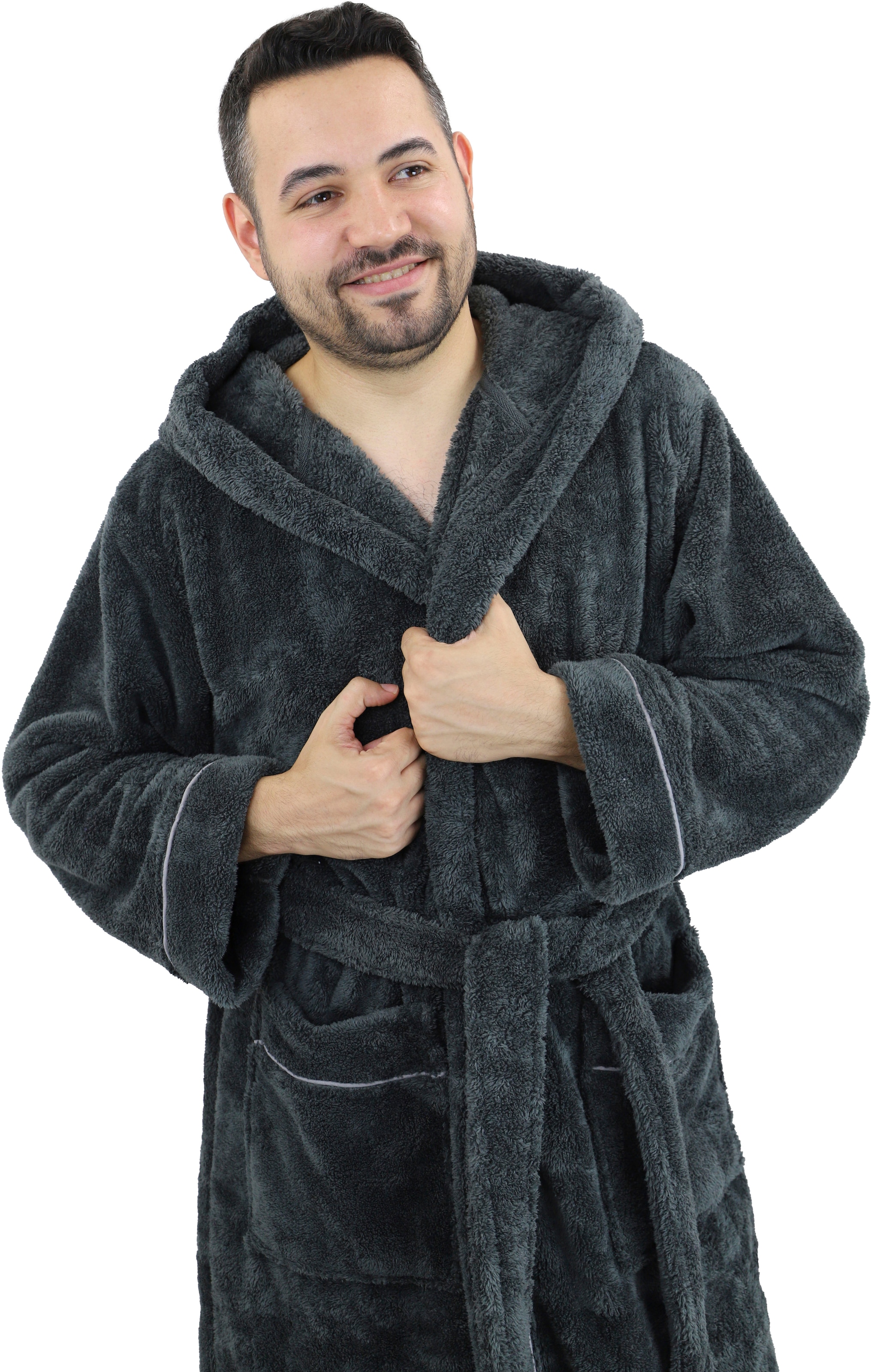 my home Unisex-Bademantel »Lillou, ideal für Sauna & Spa, Hotelbademantel, Morgenmantel«, (1 St.), kuschelig weicher Fleece, für Damen und Herren, XS-3XL